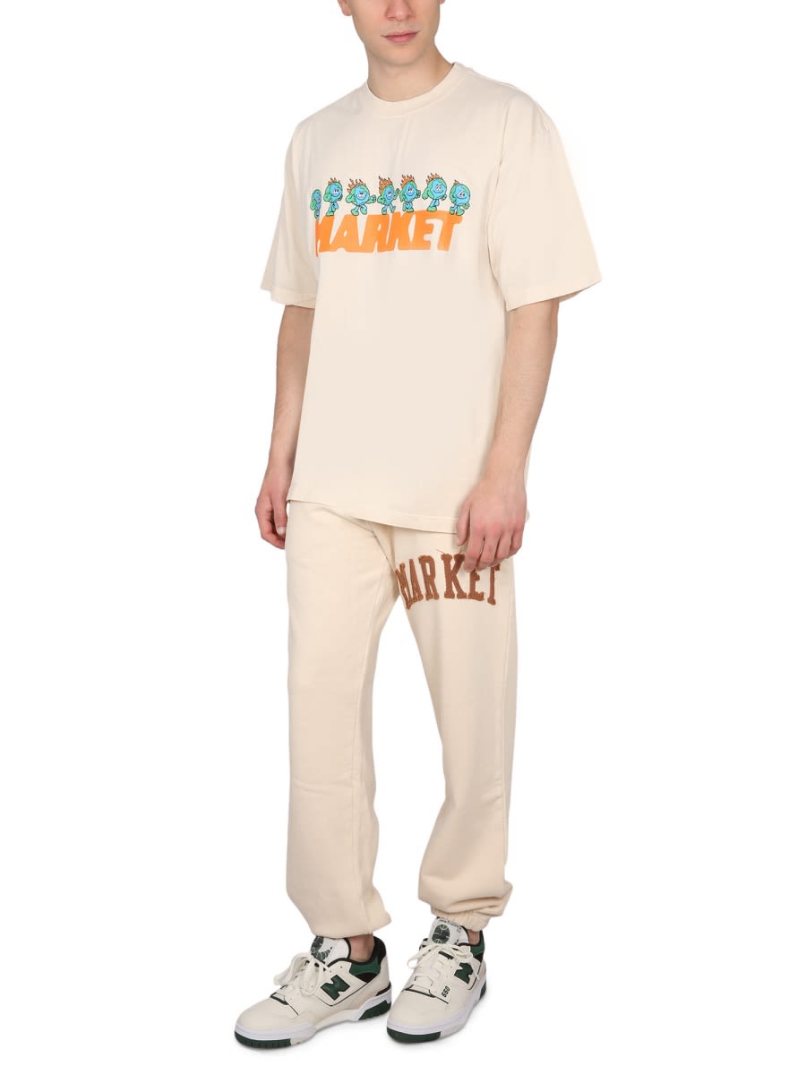 Market Graphic Logo Crew Neck T-shirt In Beige