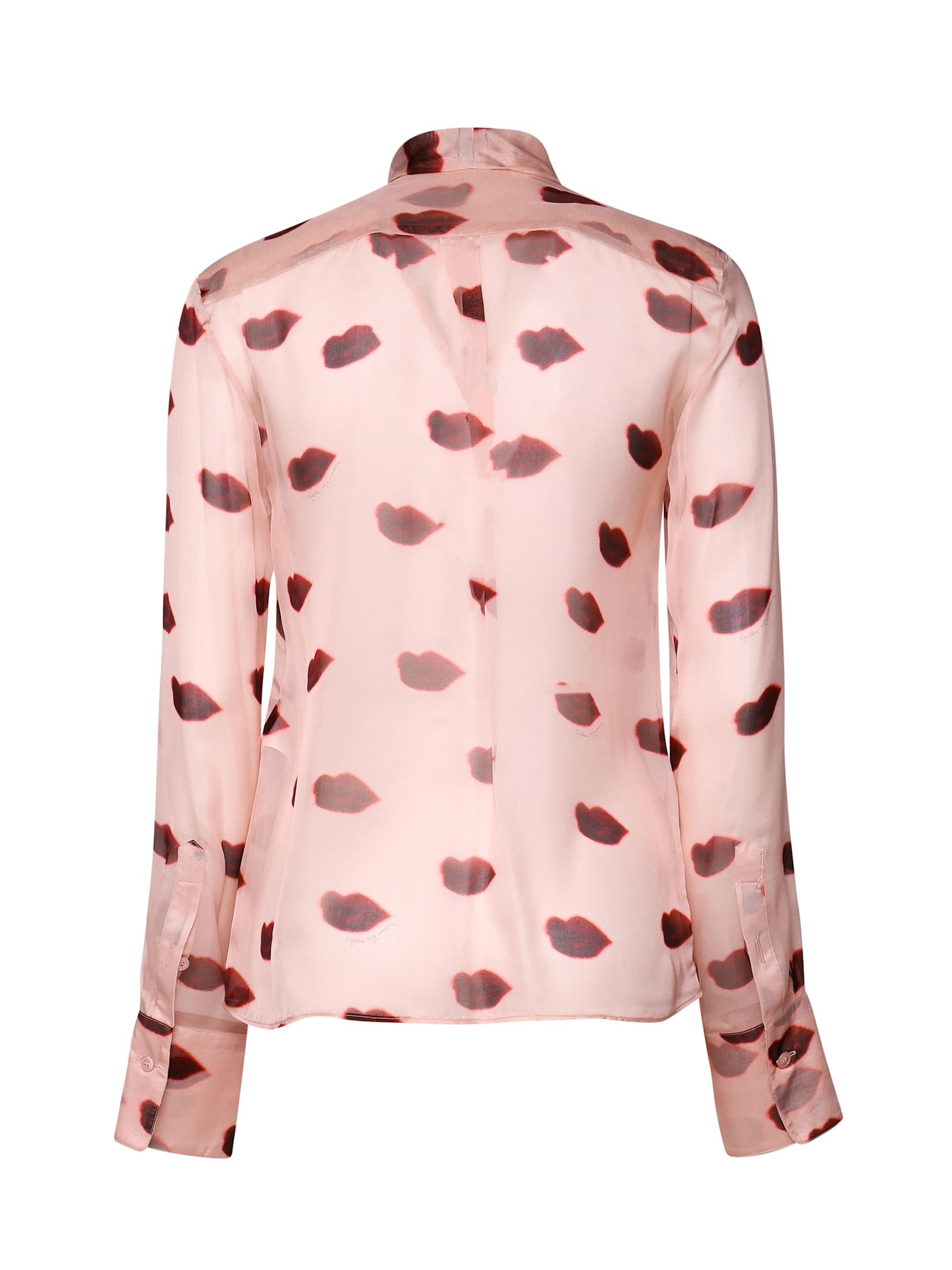 Shop Stella Mccartney Bow Lips Shirt In Silk In Dusty Pink