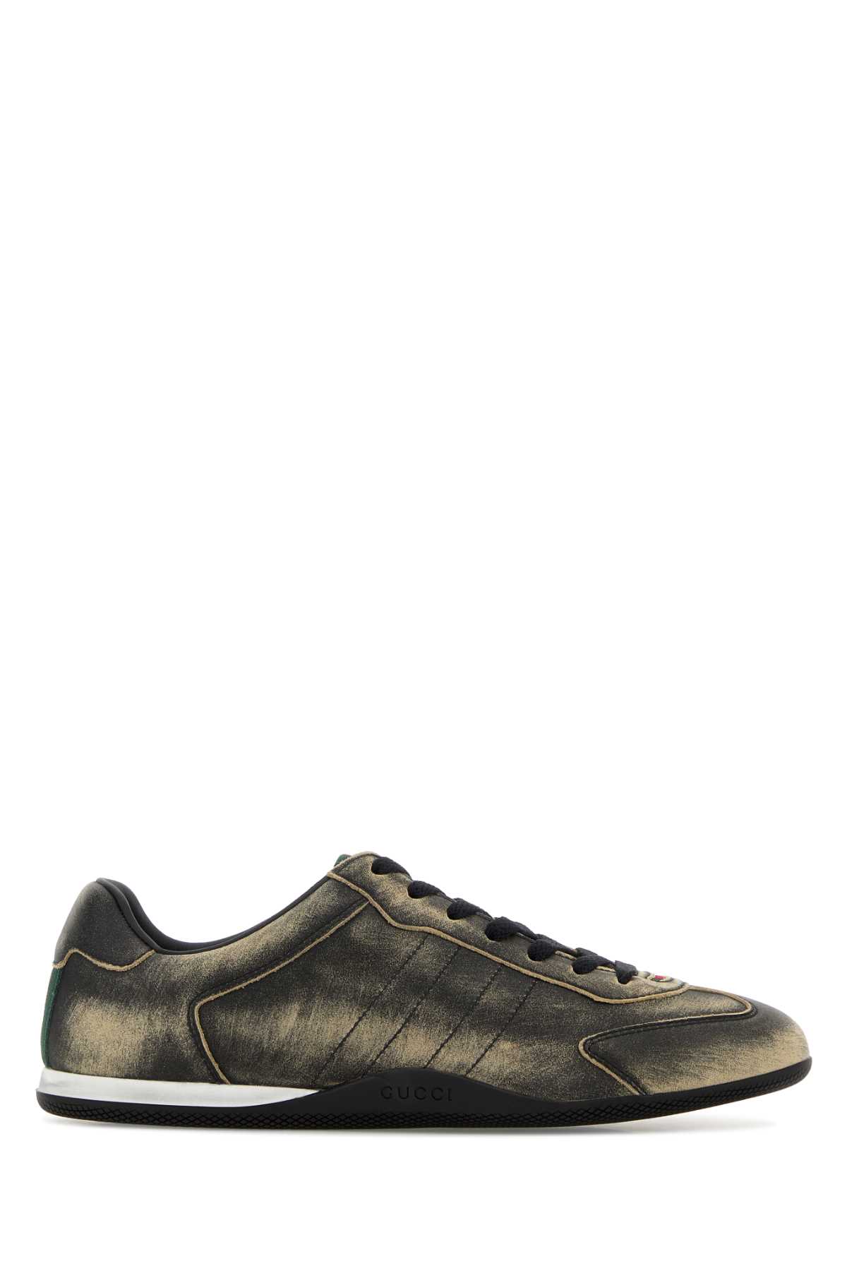Gucci Leather Shift Sneakers Low Top Rubber Sole In Green
