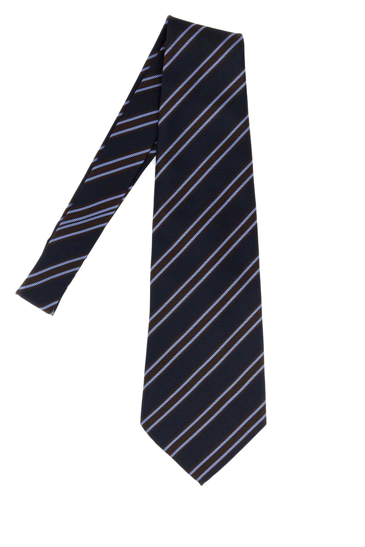 Junya Watanabe Silk Tie With Pointed Tip And Stripes In Blue