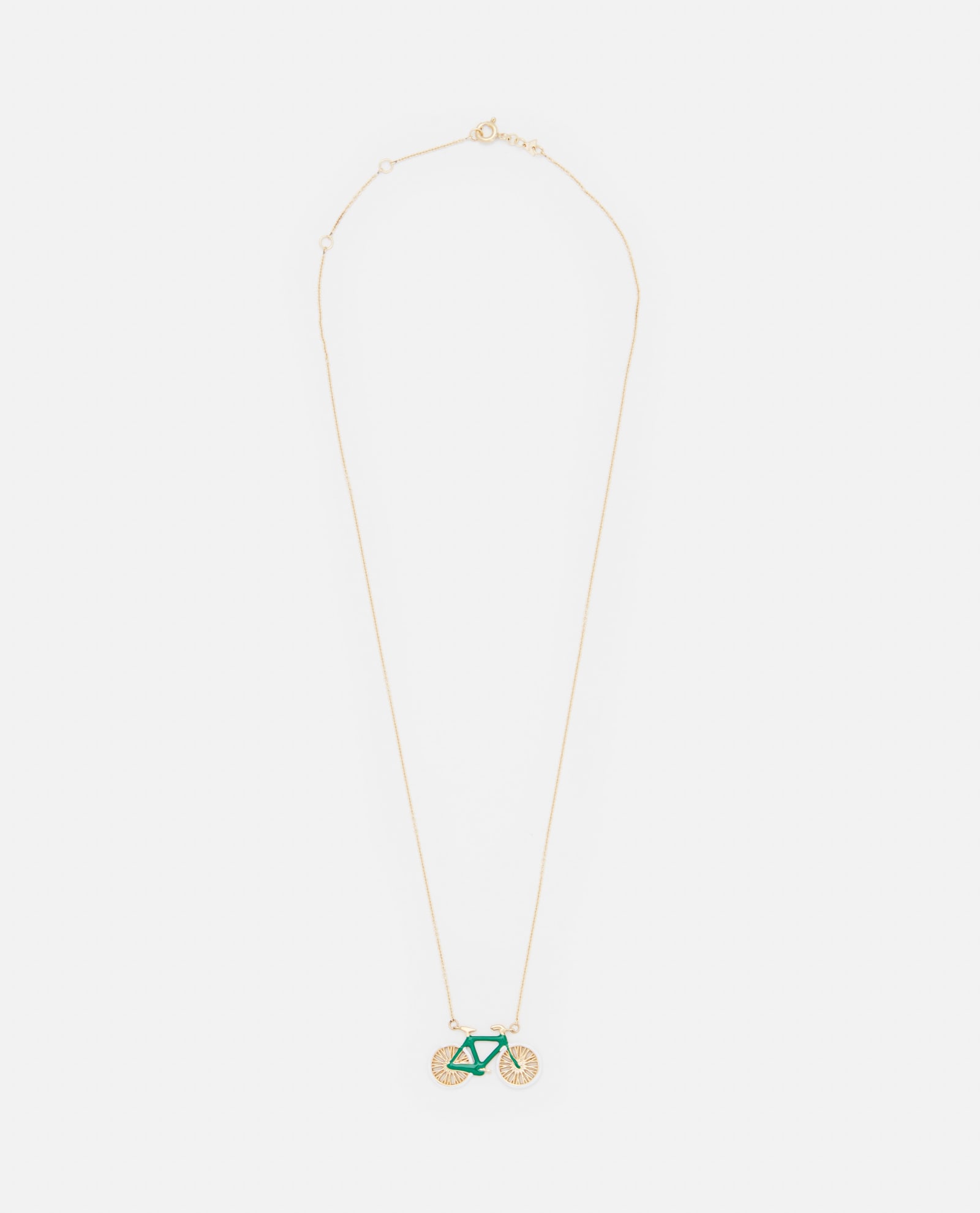 Shop Aliita 9k Gold Bici Polished Necklace In Pistacchio Green+white/