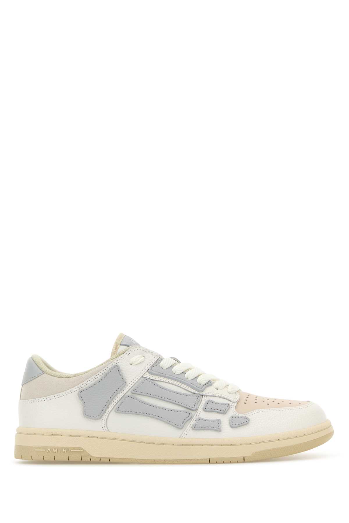 Amiri Multicolor Leather Skel Sneakers In Gray