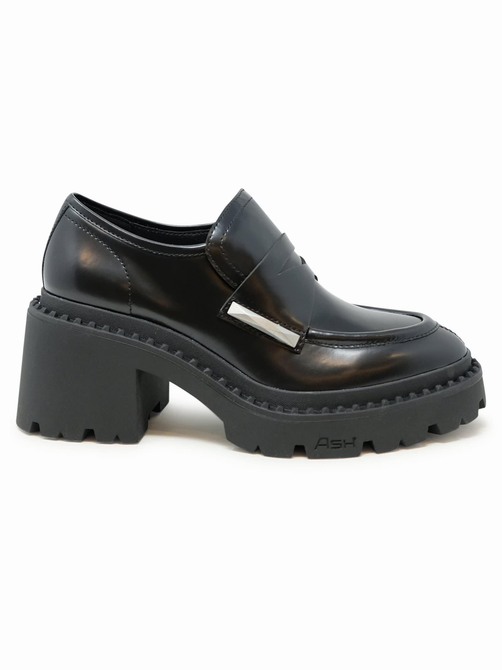 Shop Ash Leather Loafers In Black