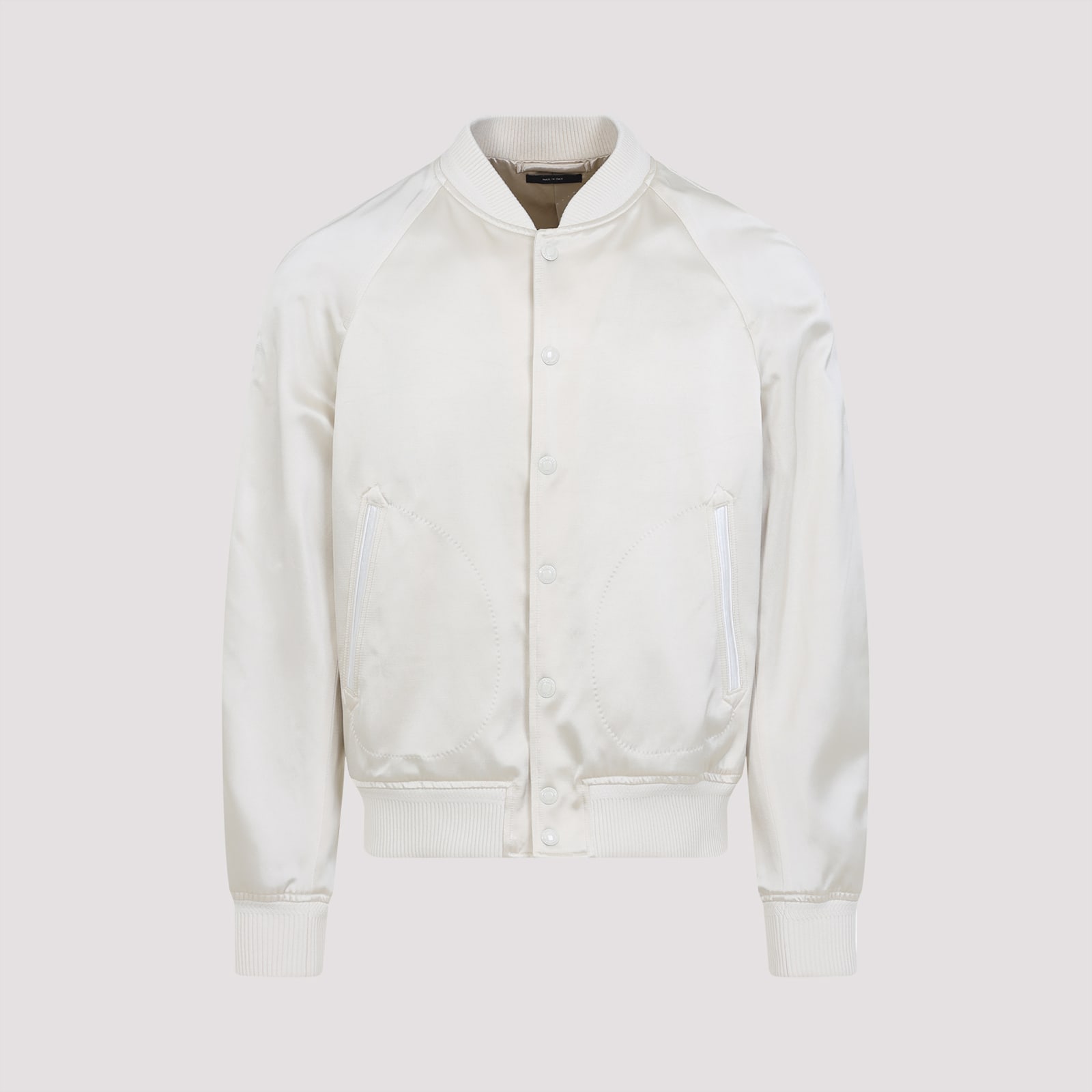 Shop Tom Ford Viscose Bomber Jacket In Xchwh Champagne White