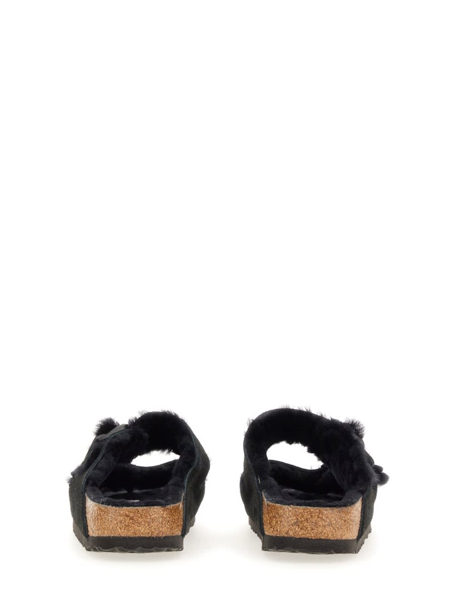 Birkenstock 'arizona' Black Sandals With Logo Lettering On The Buckle In Black