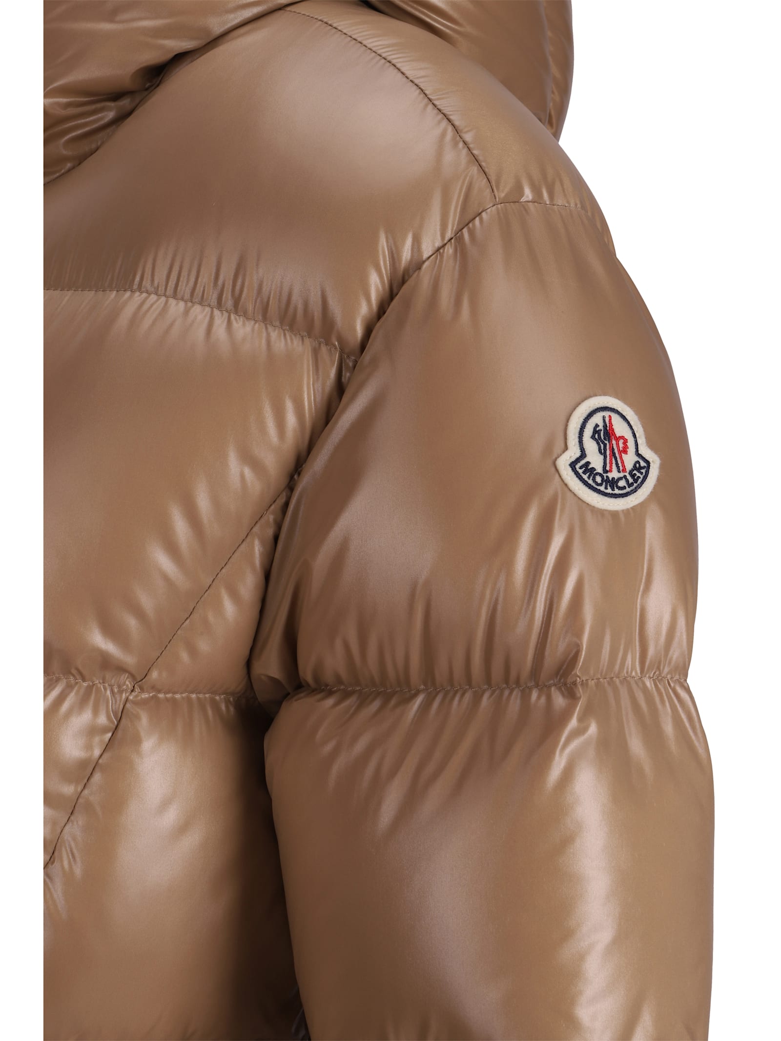 Shop Moncler Bellevue Down Jacket In Beige