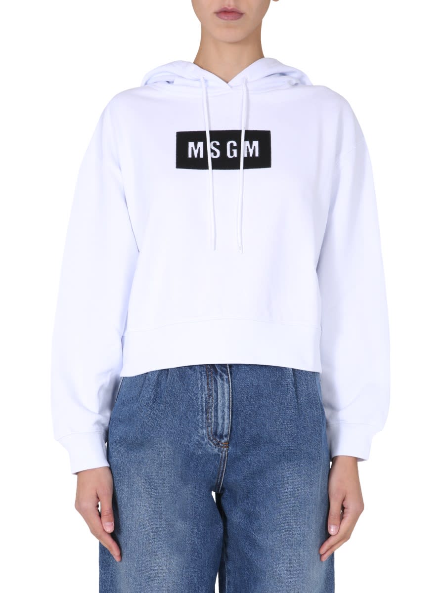 Shop Msgm Regular Fit Sweatshirt In White