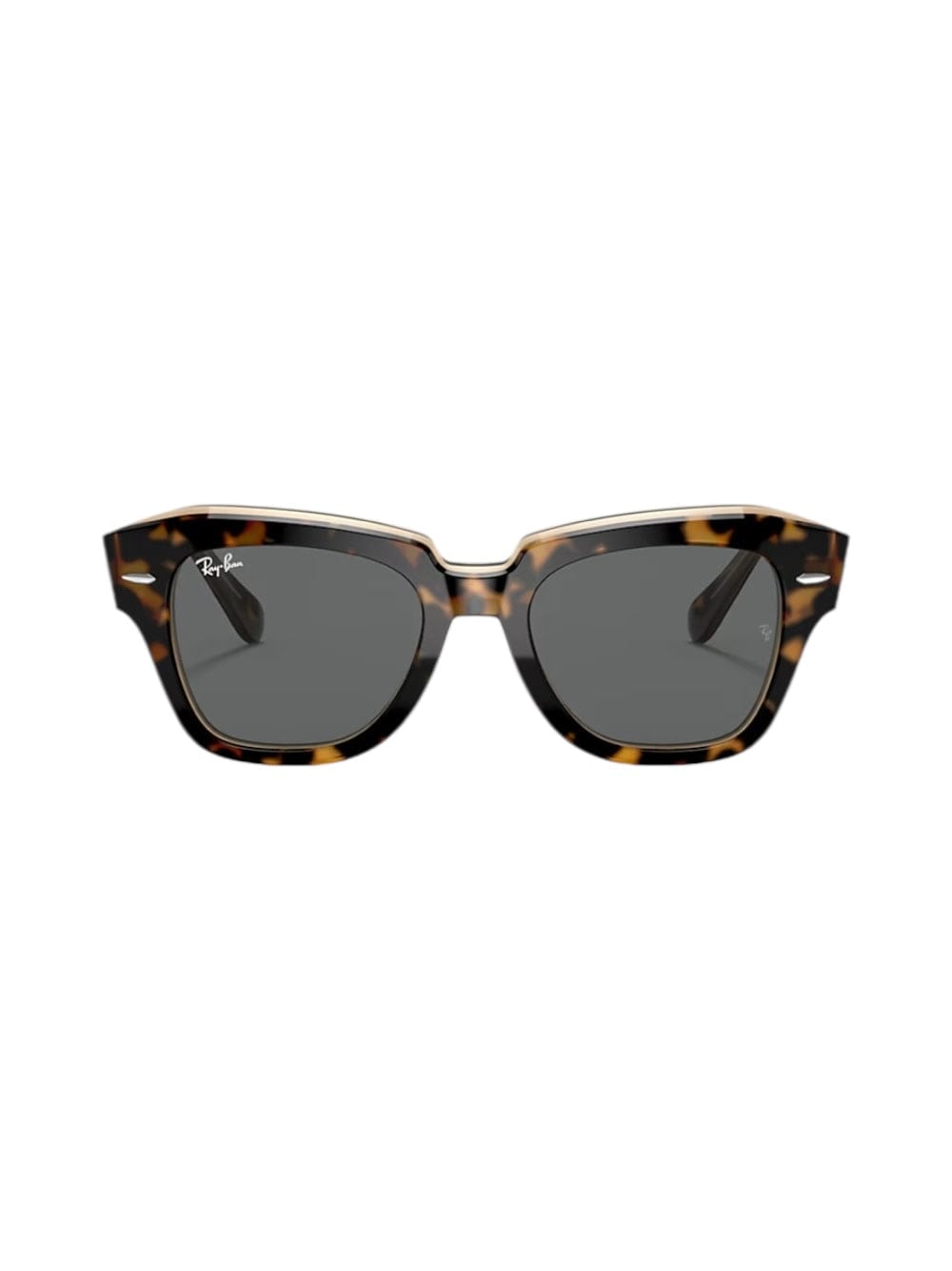 Ray Ban State Street Sunglasses Tortoise Frame Grey Lenses 52-20 In Brown
