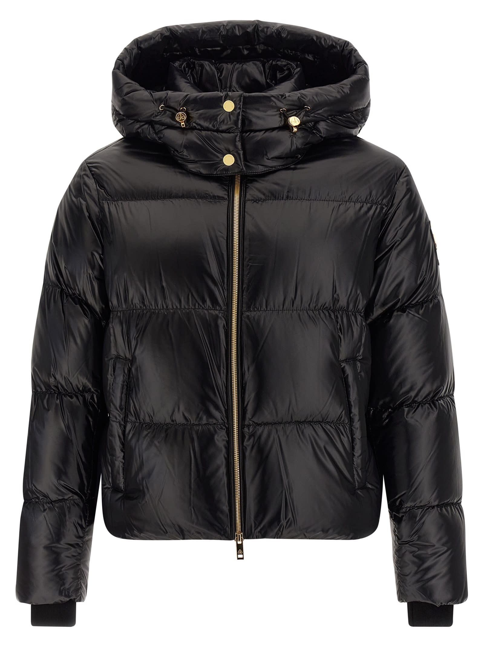 Moose Knuckles Long-sleeved Hooded Cotton Jacket In Black