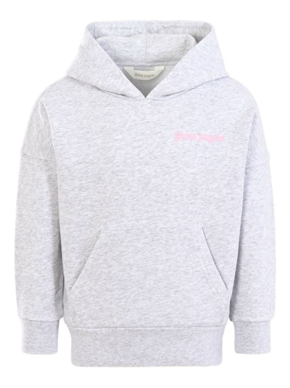 Palm Angels Kids Top With Embroidered Logo And Hood In Gray