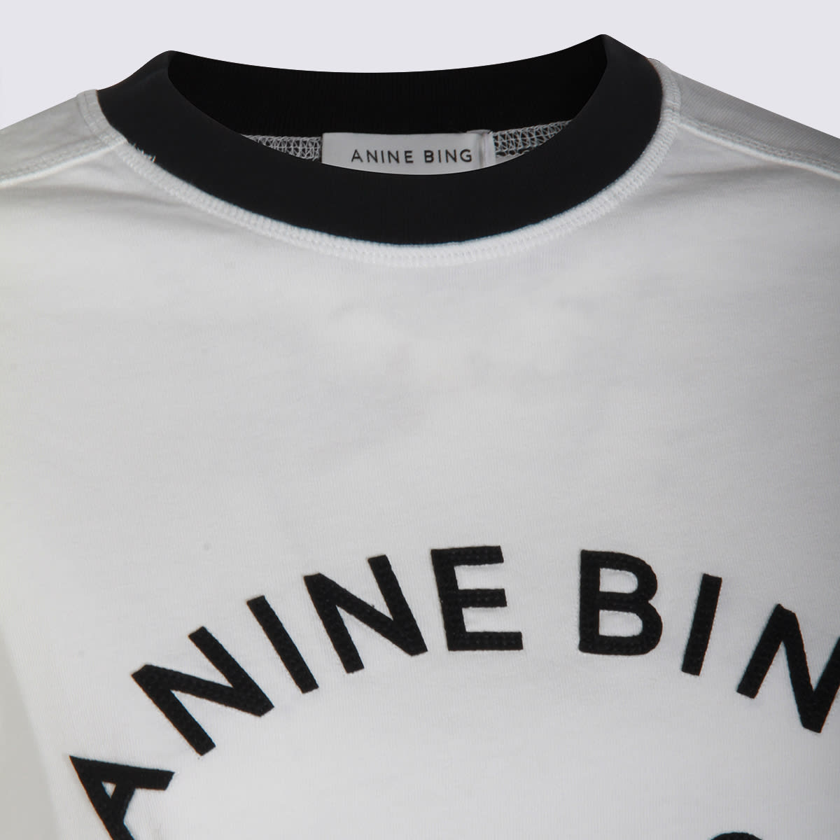 Anine Bing Short Sleeve Top Featuring Contrast Trim In White