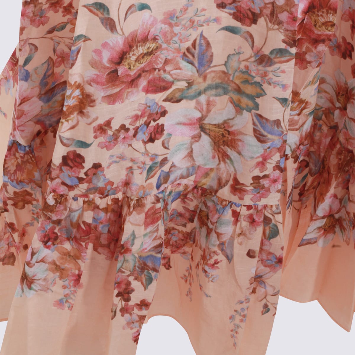 Zimmermann Ivory Floral Cotton Dress In Multi