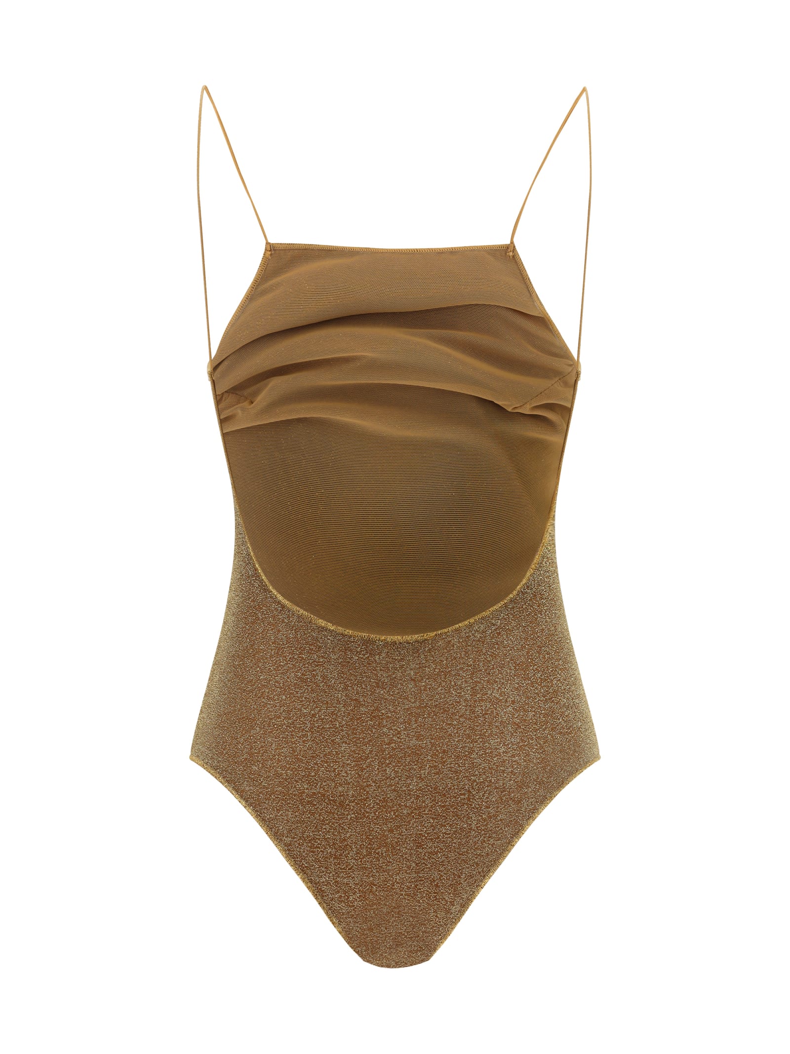 Shop Oseree Lumiere Maillot Swimsuit In Toffee