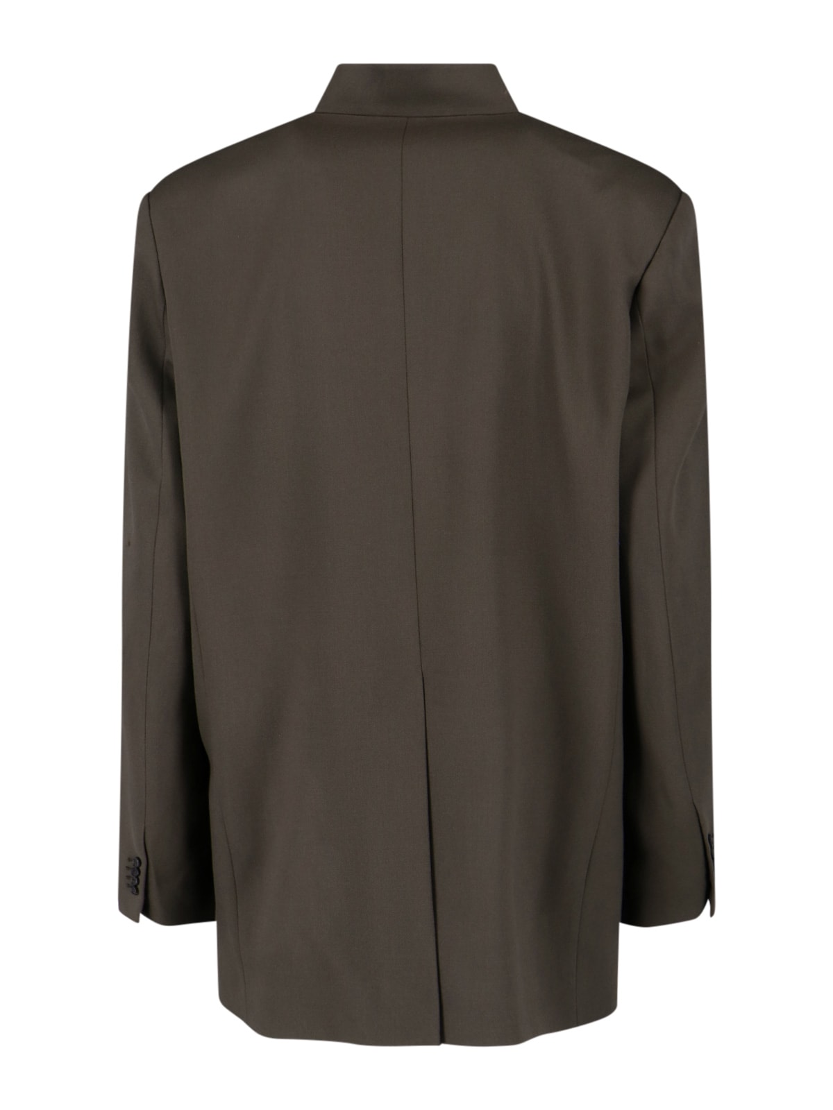 Attico Single-breasted Virgin Wool Blazer In Brown