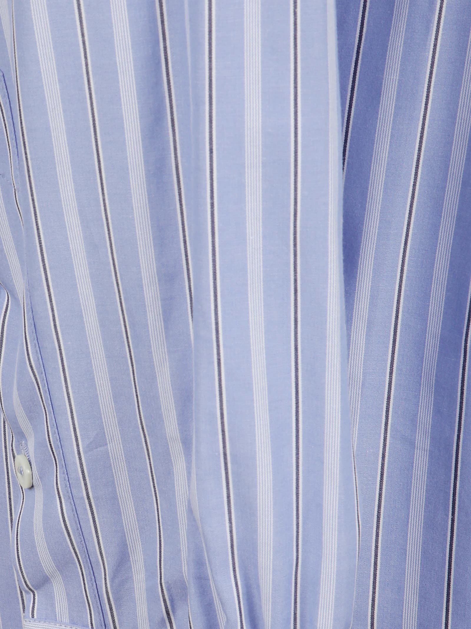 Maison Margiela Tailored White Cotton Long-sleeved Shirt With Structured Collar In Blue