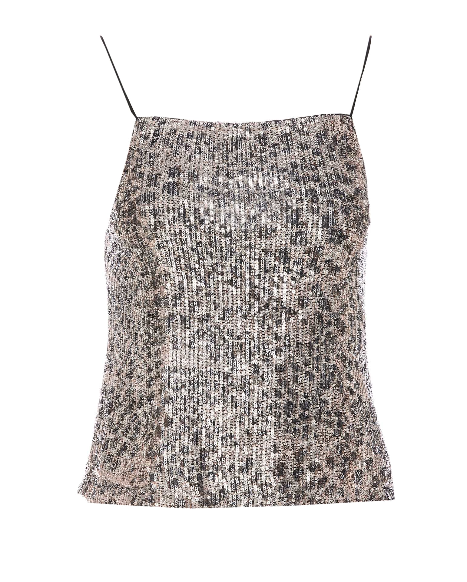Liu •jo Animalier Sequins Top In Grey