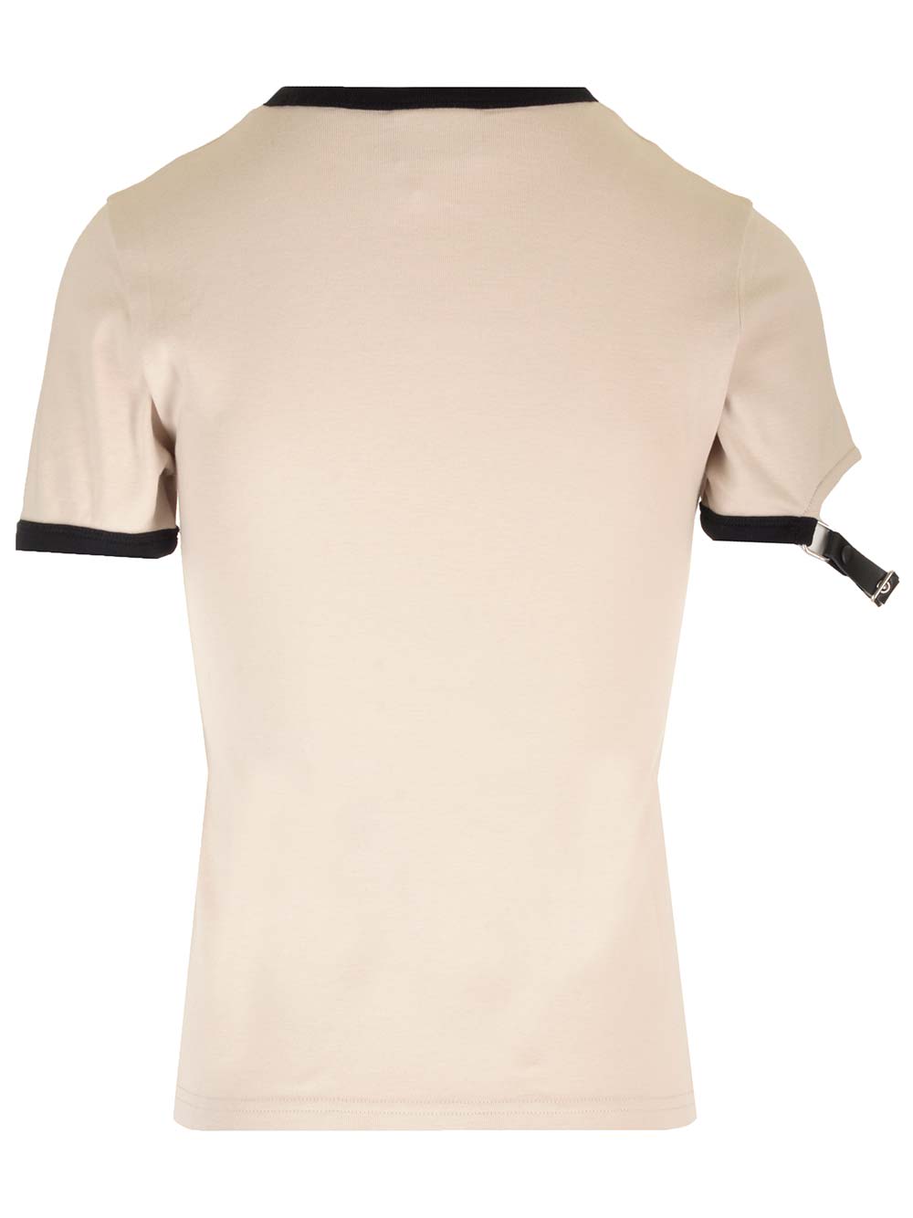 Shop Courrèges Strap Detail T-shirt In Lime Stone Black