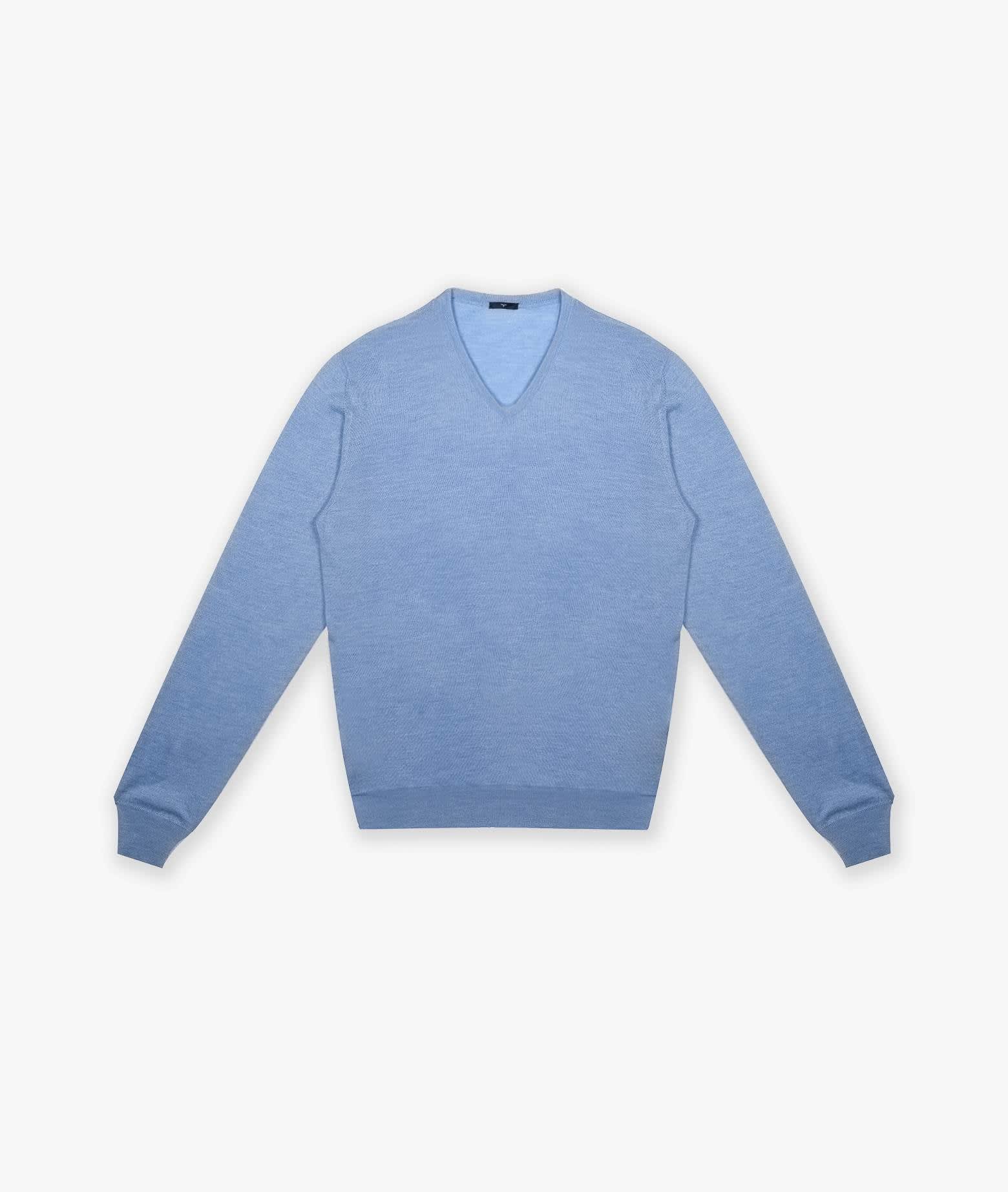 Larusmiani V-neck Sweater Pullman Sweater In Lightblue