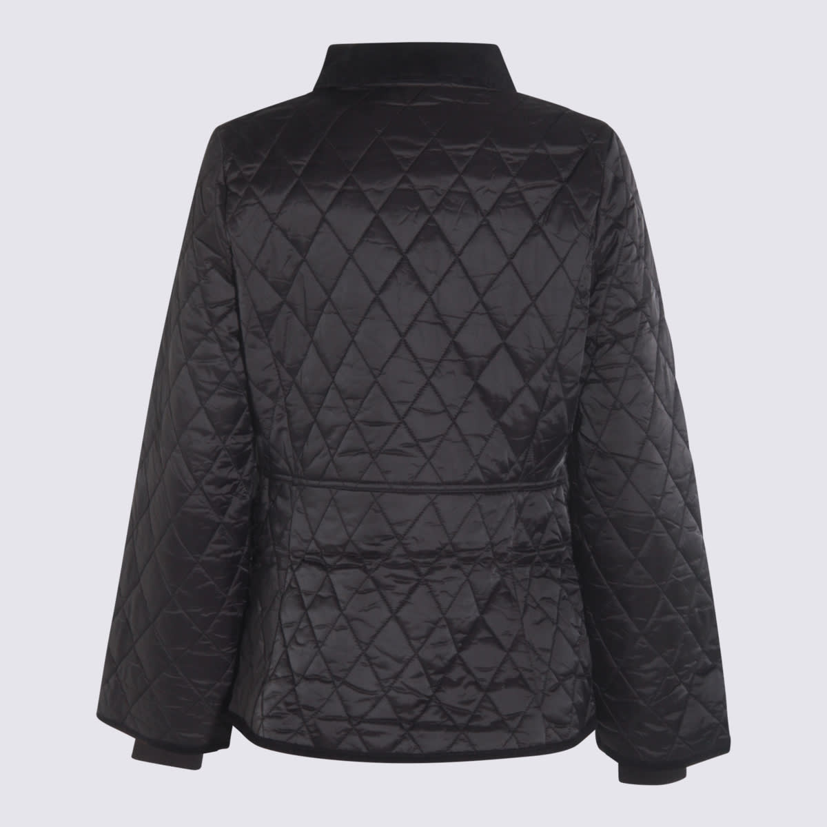 Barbour Diamond-quilted Zip-front Coat In Black
