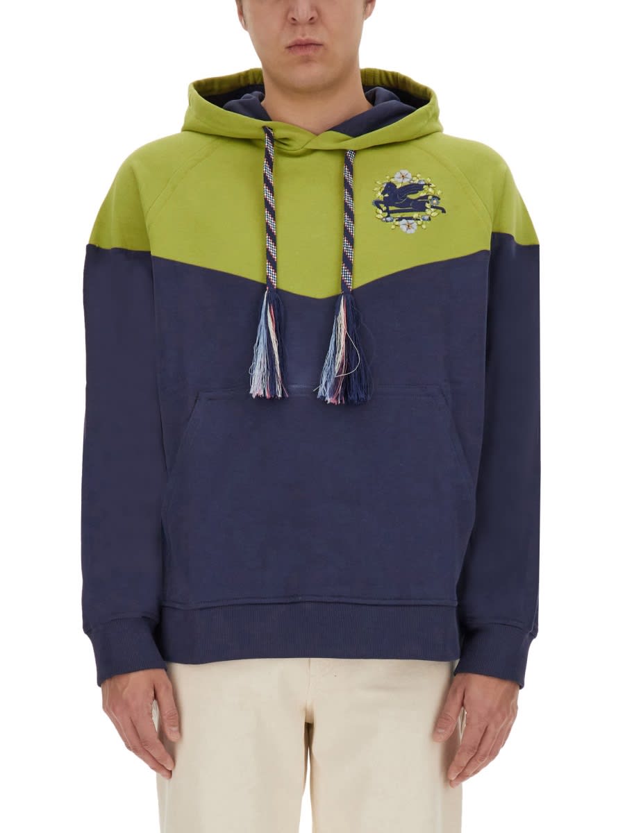 Shop Etro Hooded Sweatshirt With Logo In Green