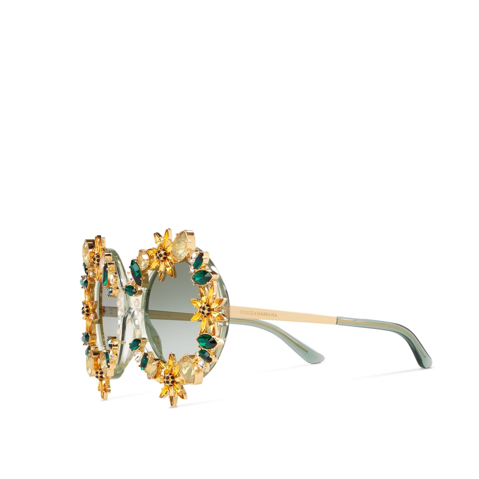 Shop Dolce & Gabbana Crystal Sunglasses In Gold