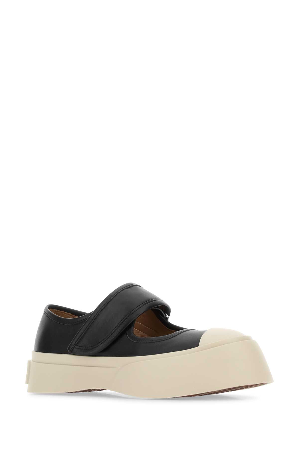 Shop Marni Navy Blue Leather Mary Jane Sneakers In 00n99
