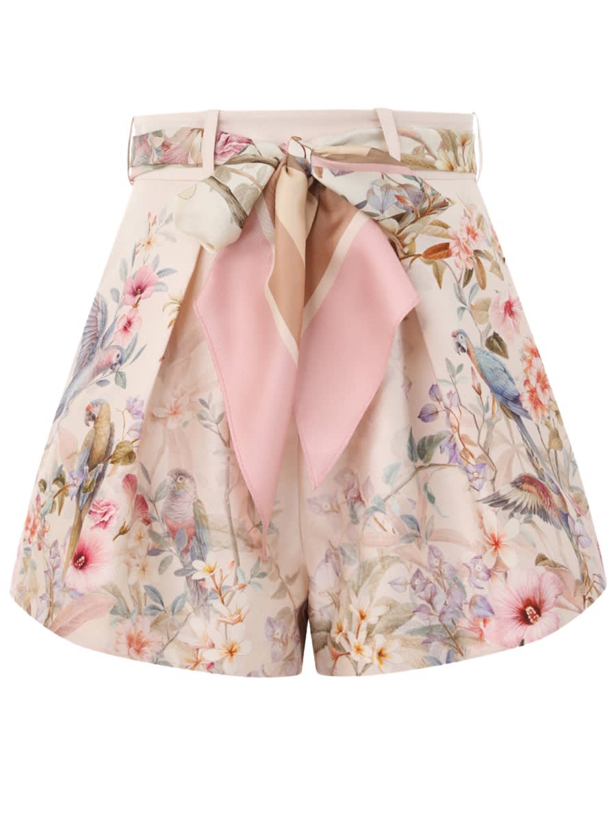 Zimmermann Rebellion Pleated Shorts In Multi