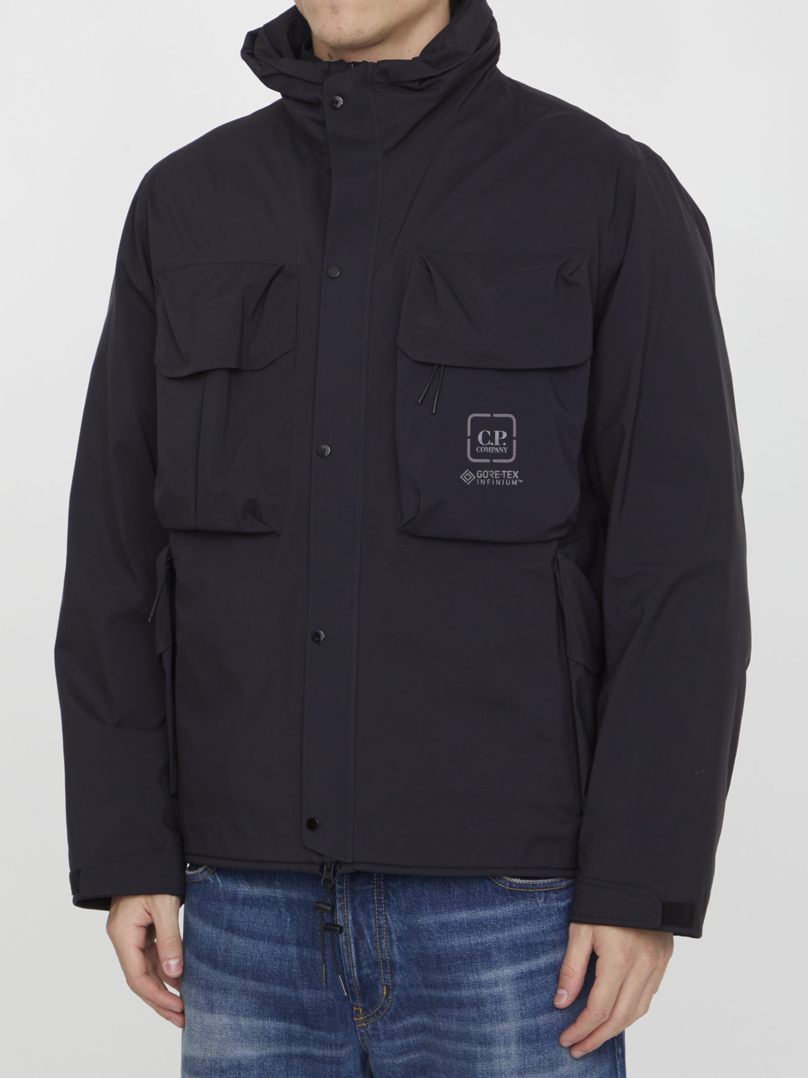 C.p. Company C.p.company Technical Fabric Jacket With Internal Removable Down Jacket In Black