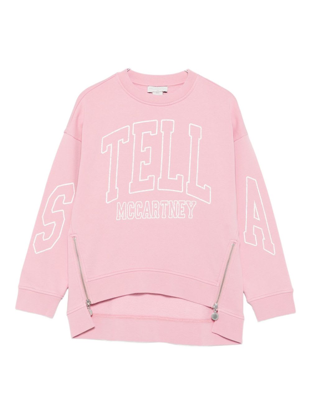 Stella Mccartney Kids Pink Cotton Long-sleeved Crewneck Sweatshirt In Pink