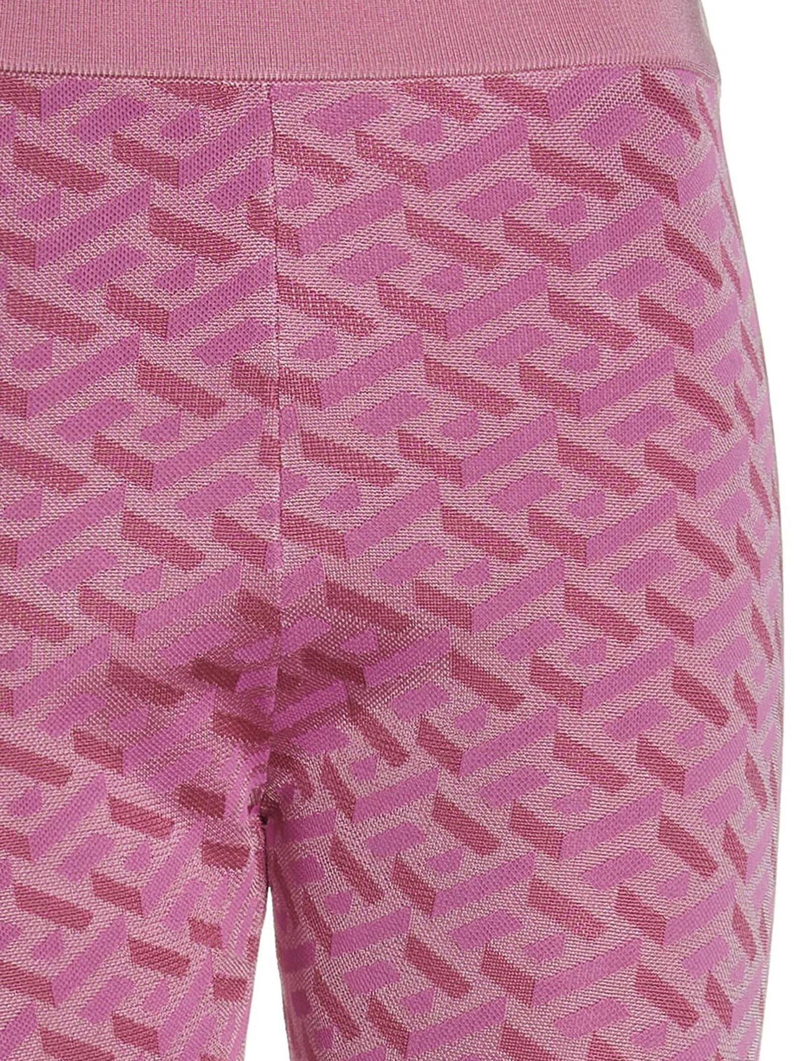 Shop Versace La Greca Pants In Pink