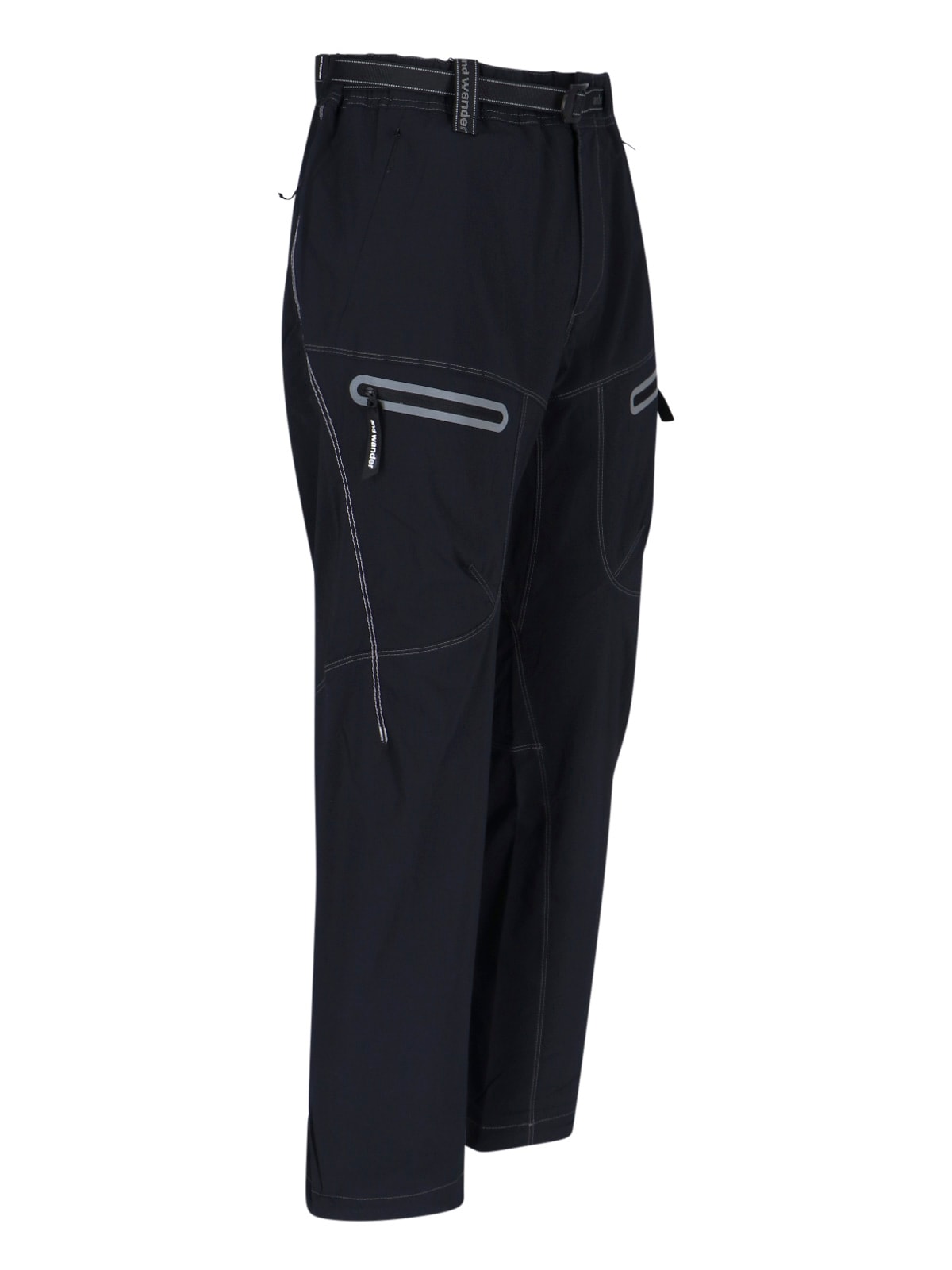And Wander Streamlined Black Trousers With Zippered Pockets