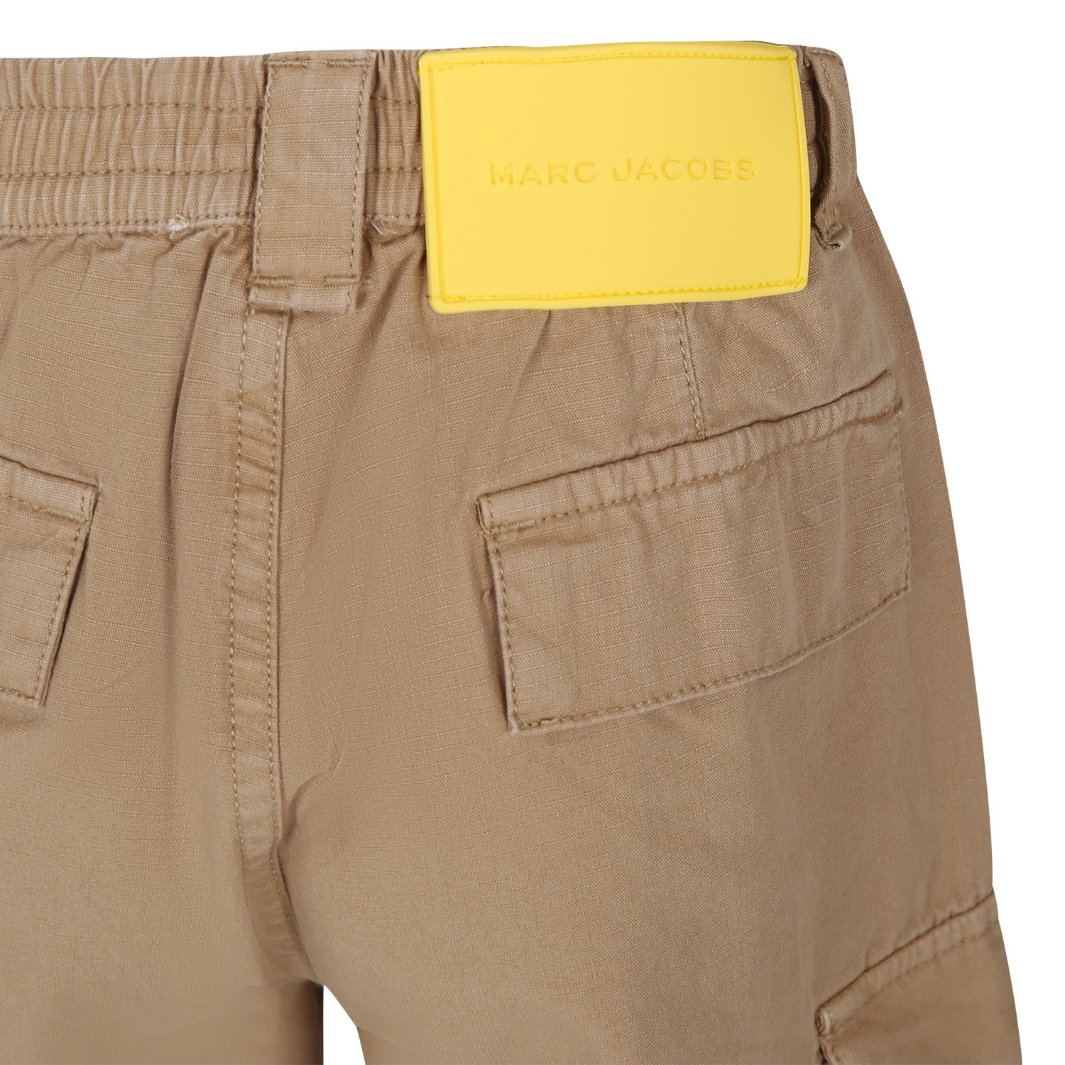 Shop Marc Jacobs Beige Cargo Shorts For Boy With Logo