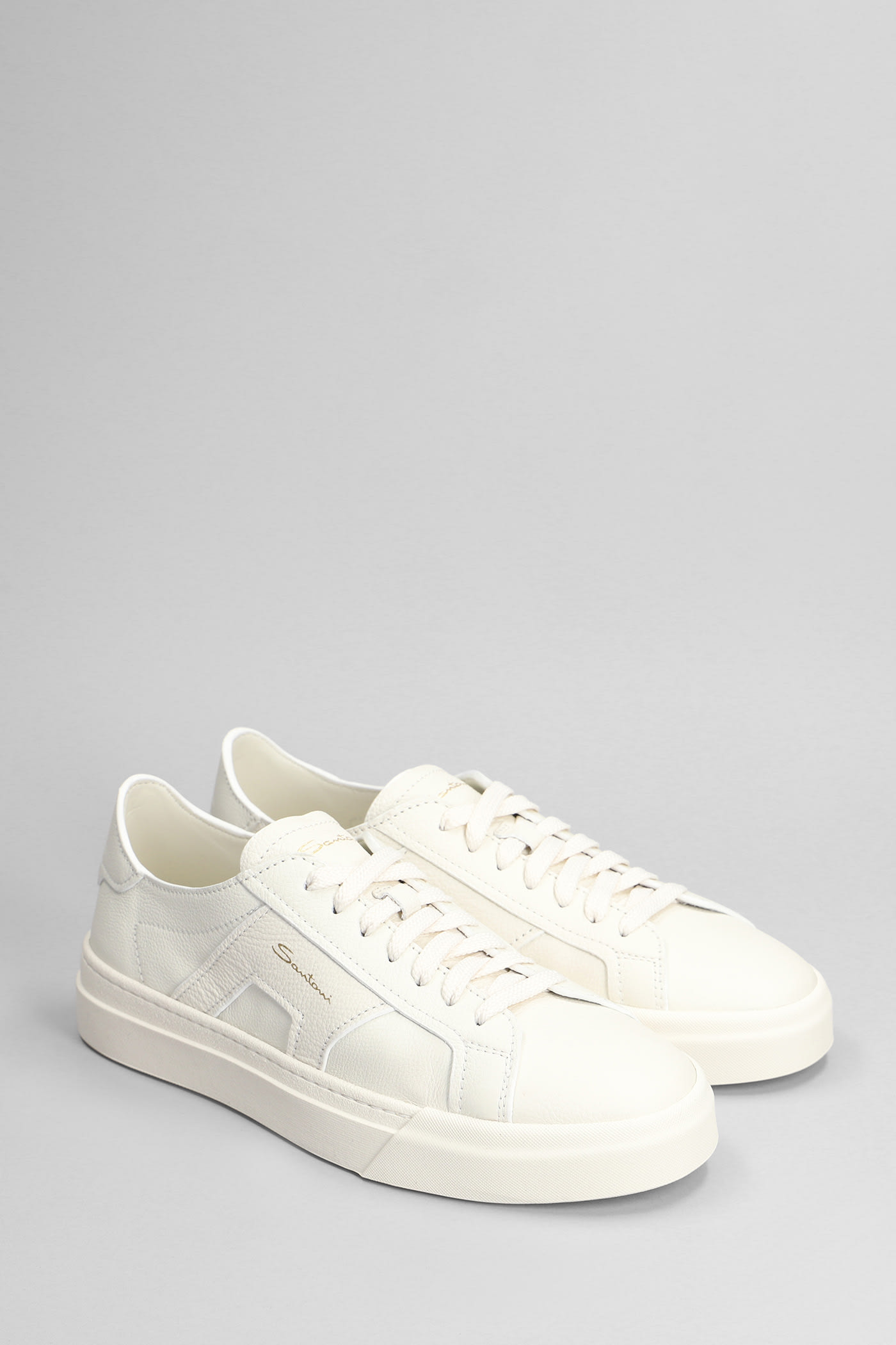 Shop Santoni Dbs Sneakers In White Leather