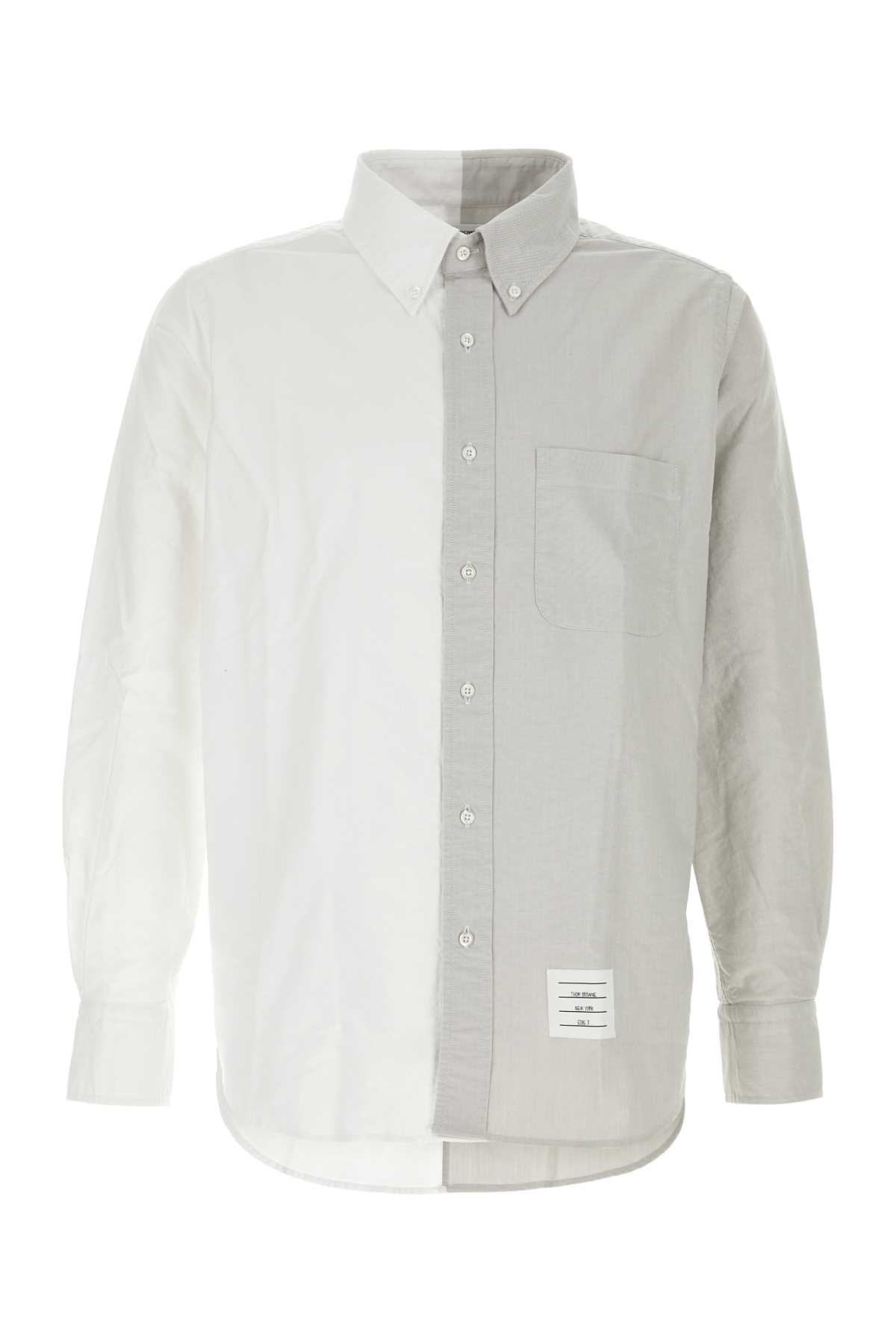 Shop Thom Browne Two-tone Oxford Shirt In Medgrey