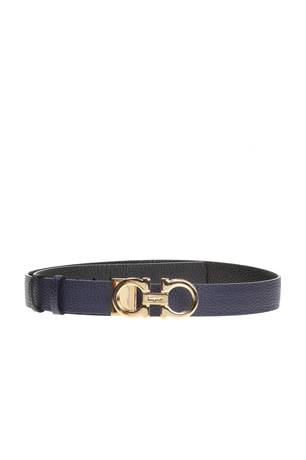 Shop Ferragamo Reversible Belt In Mirto/nero