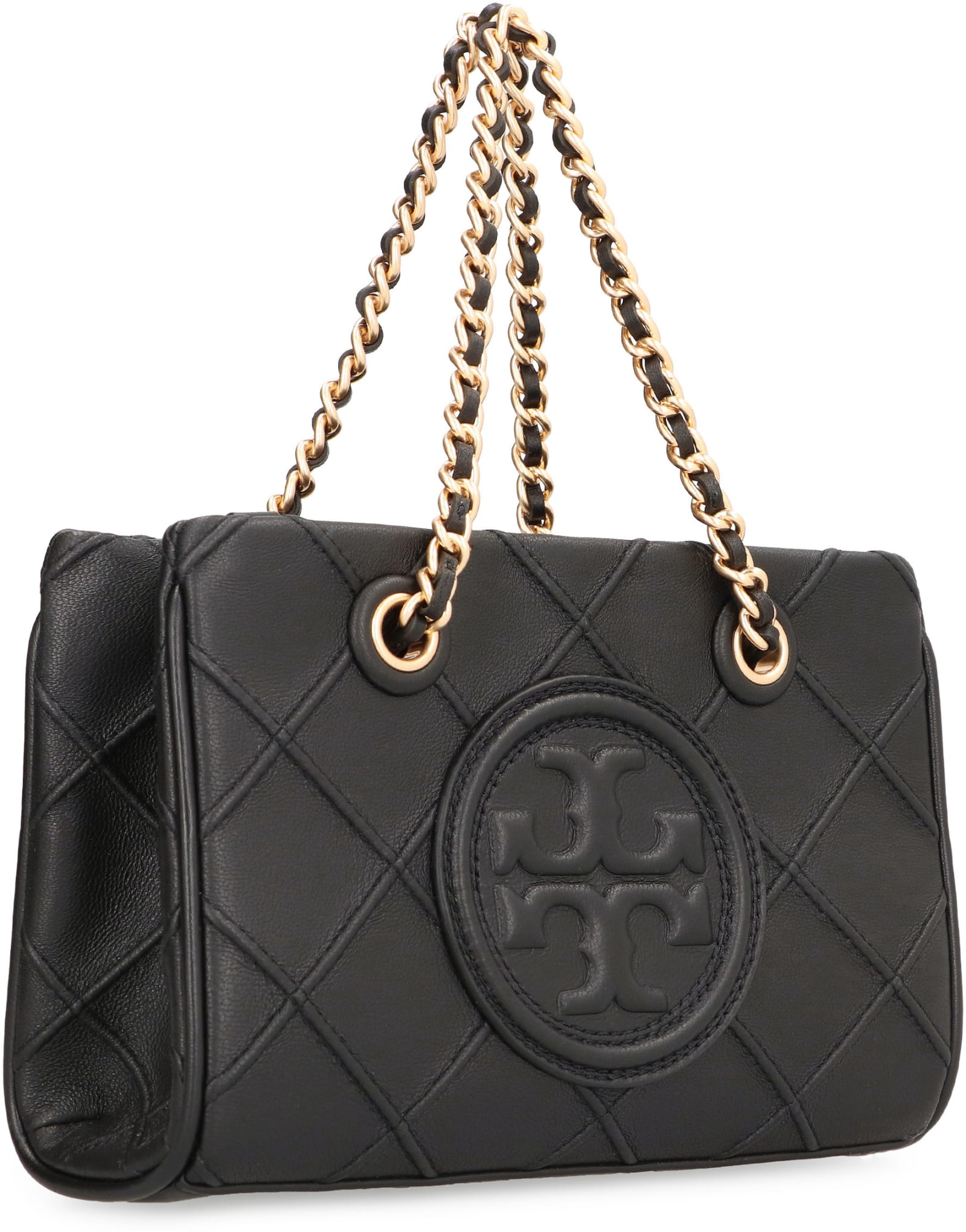 Shop Tory Burch Fleming Leather Mini Bag In Black