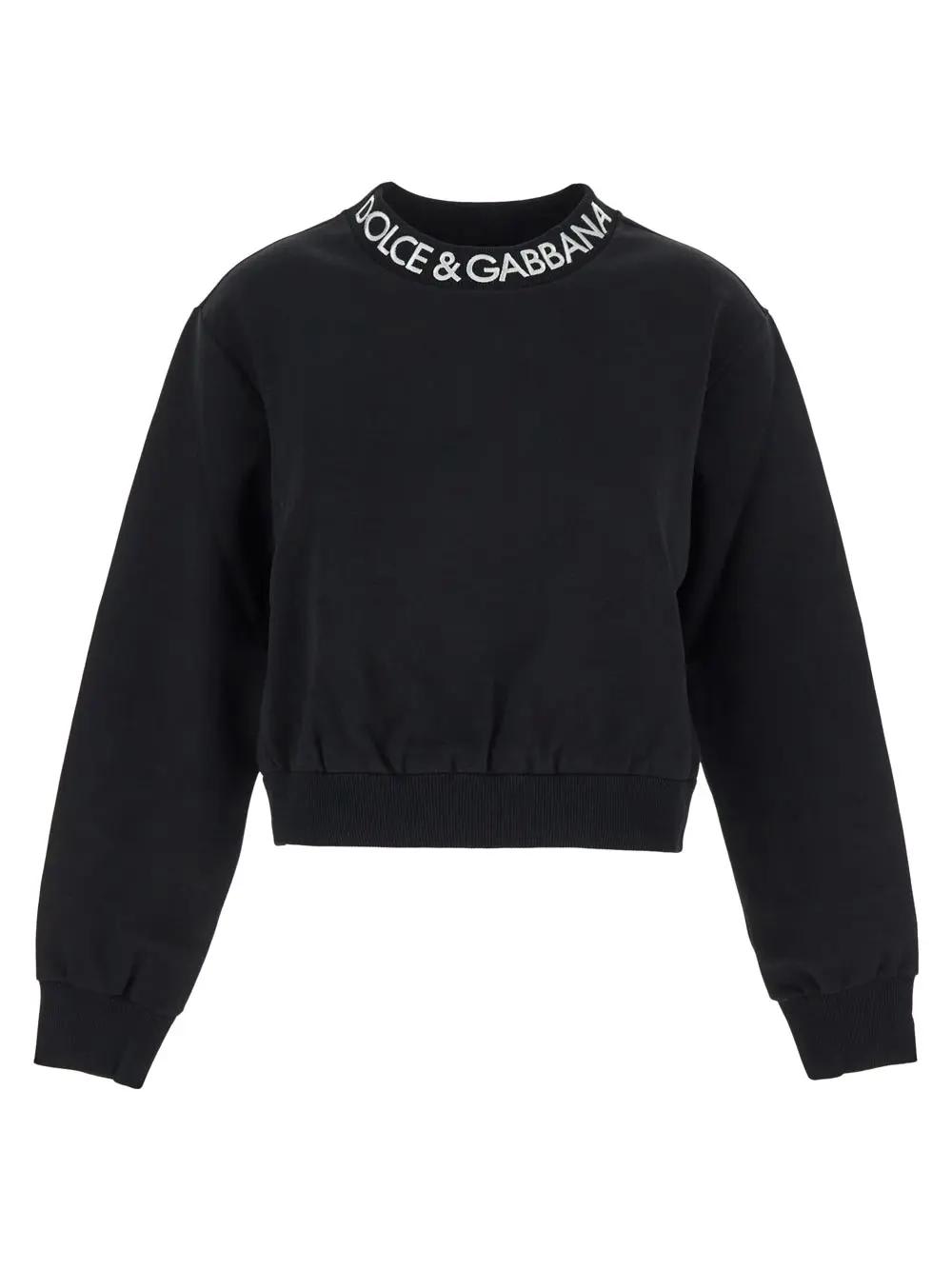 Dolce & Gabbana Logo-print Cotton-blend Sweatshirt In Black
