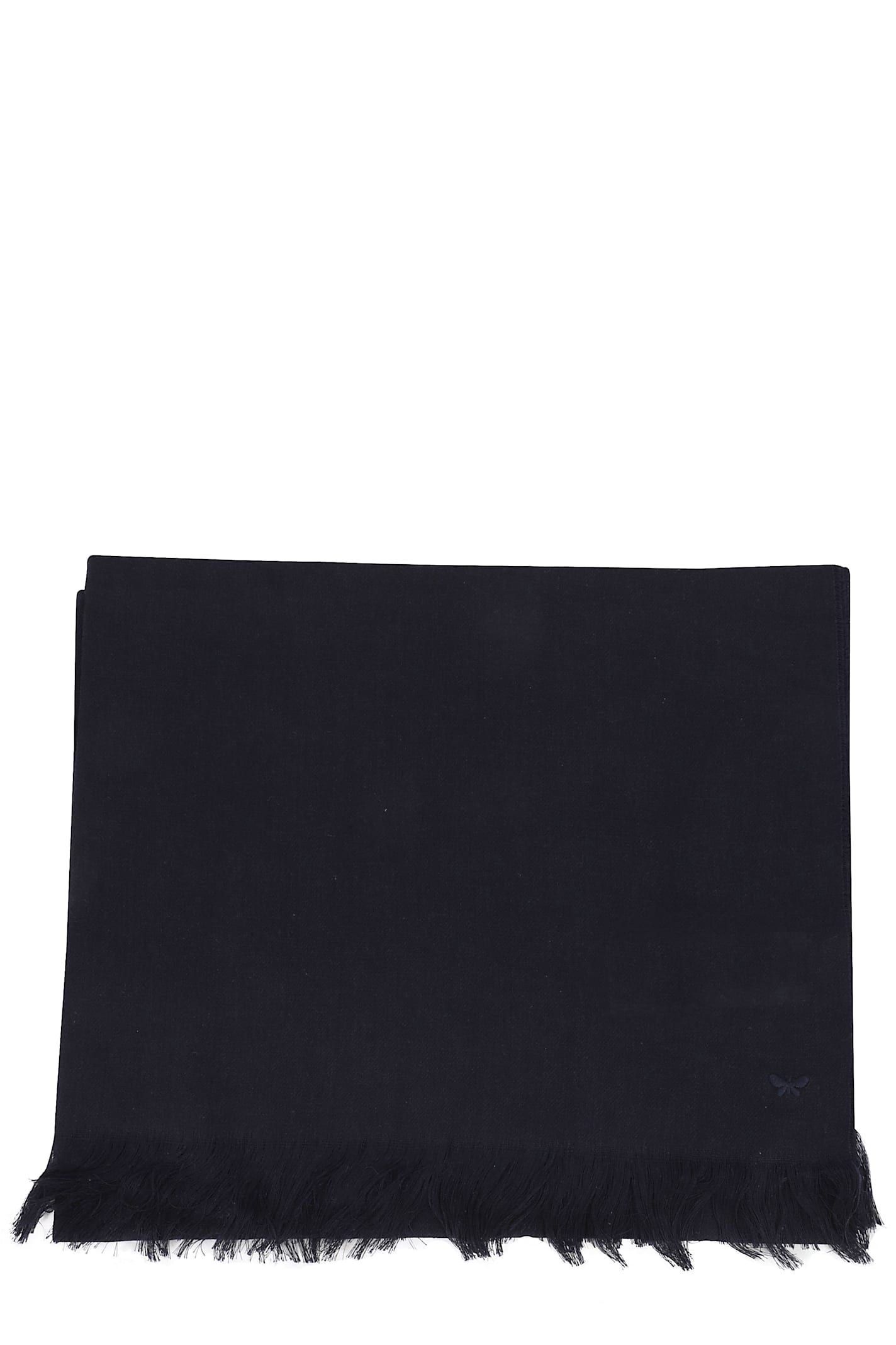 Weekend Max Mara Fringed Wool Scarf In Blue