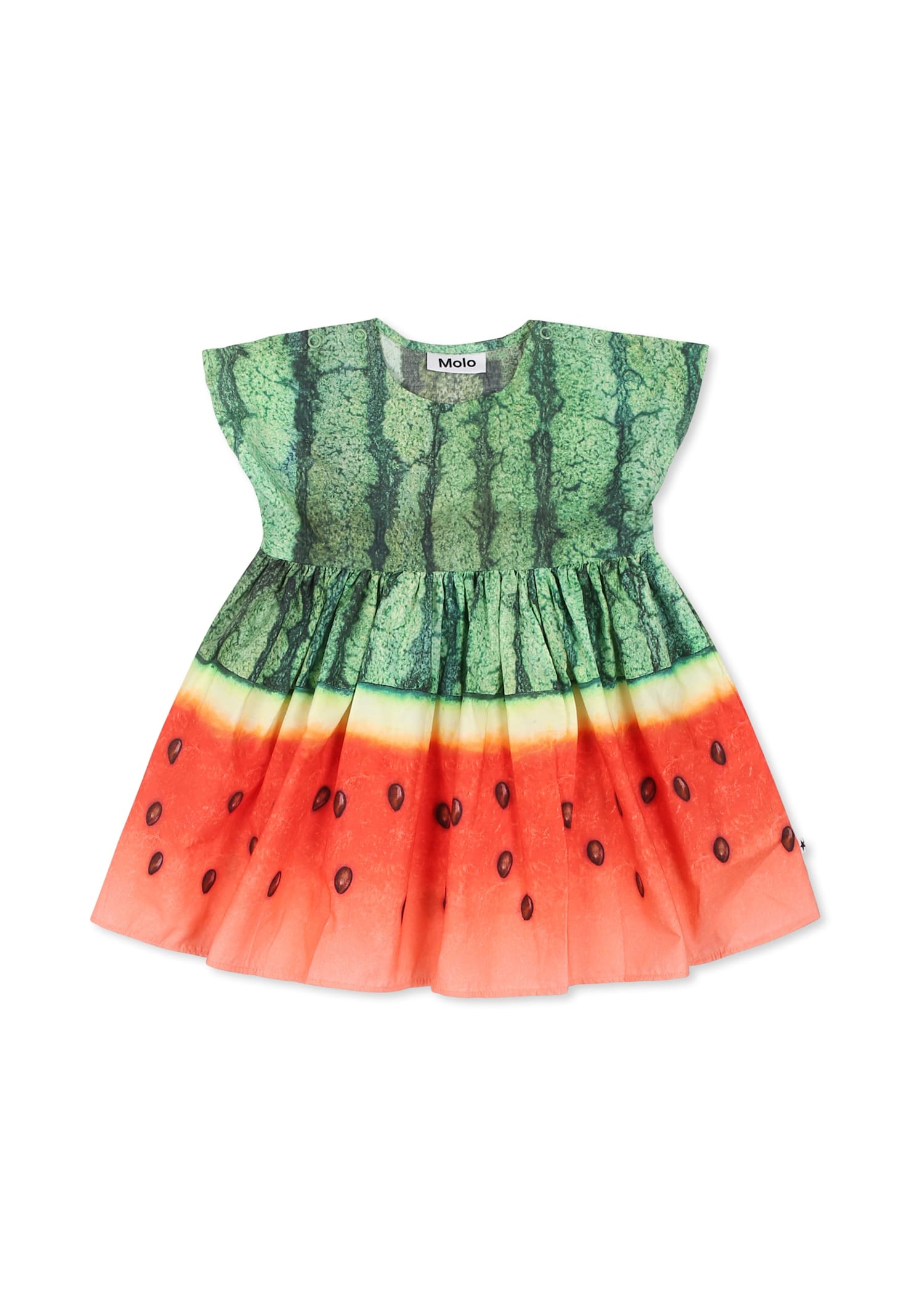 Molo Multicolor Dress For Baby Girl With Watermelon Print In Multicolor