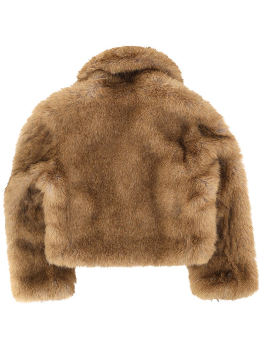 Msgm Eco Fur Jacket In Brown