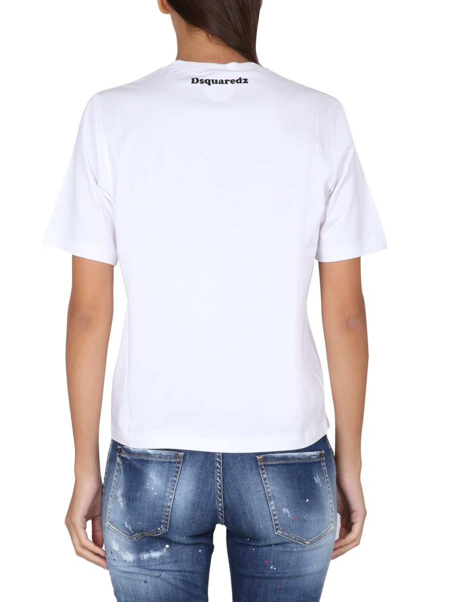 Dsquared2 Logo Crew Neck Graphic Print Short Sleeves In White