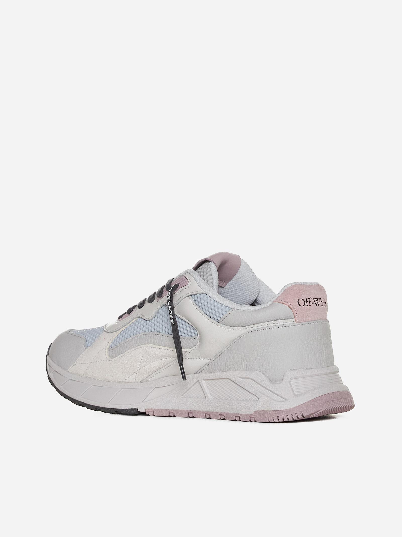 OFF-WHITE KICK OFF LEATHER AND MESH SNEAKERS 