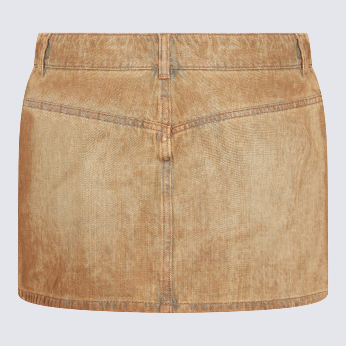 Shop Diesel Beige Cotton Mini Skirt