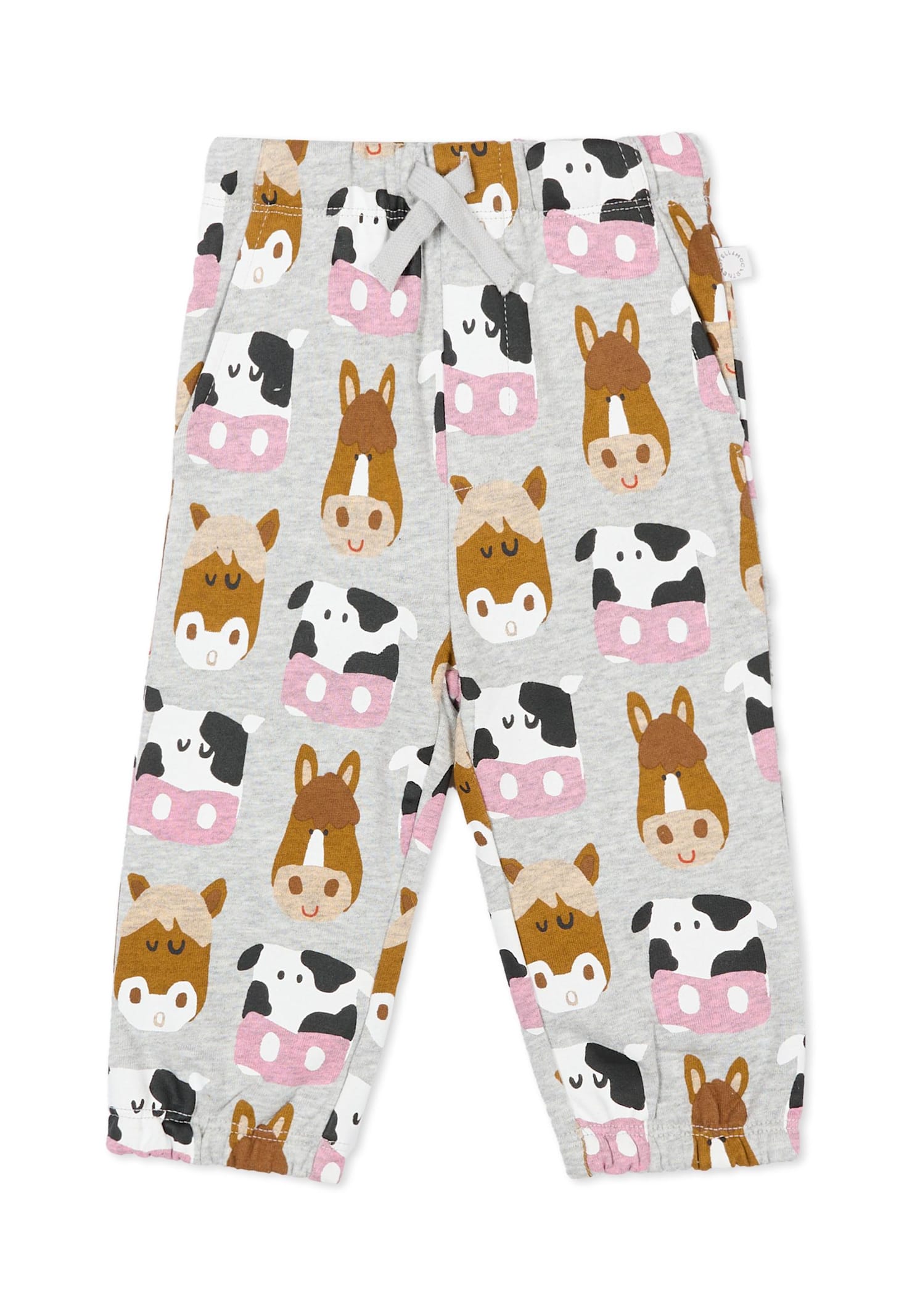 Stella Mccartney Grey Trousers For Baby Boy With Animal Print In Gray