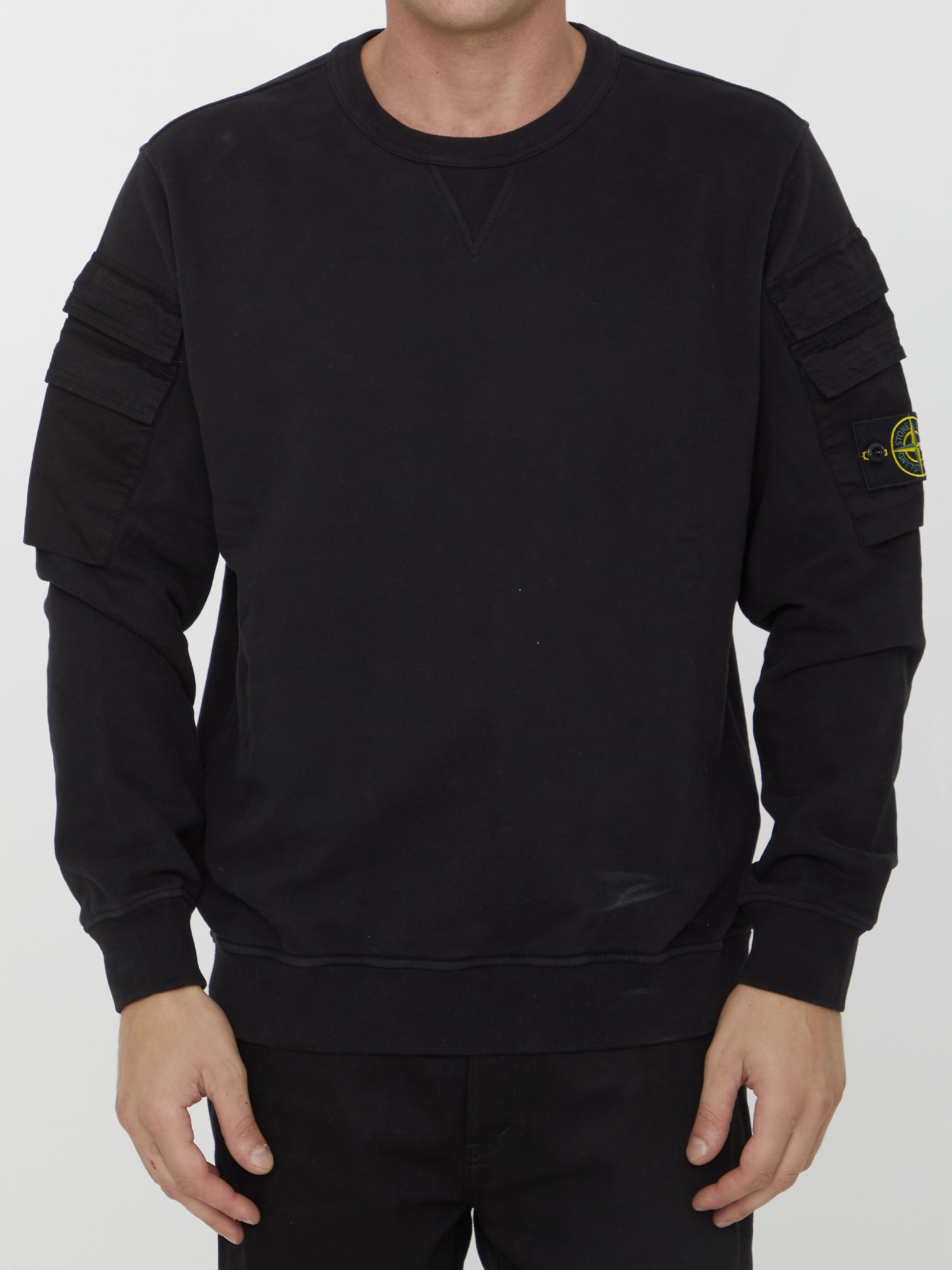 Stone Island Cotton Sweatshirt In Black | ModeSens