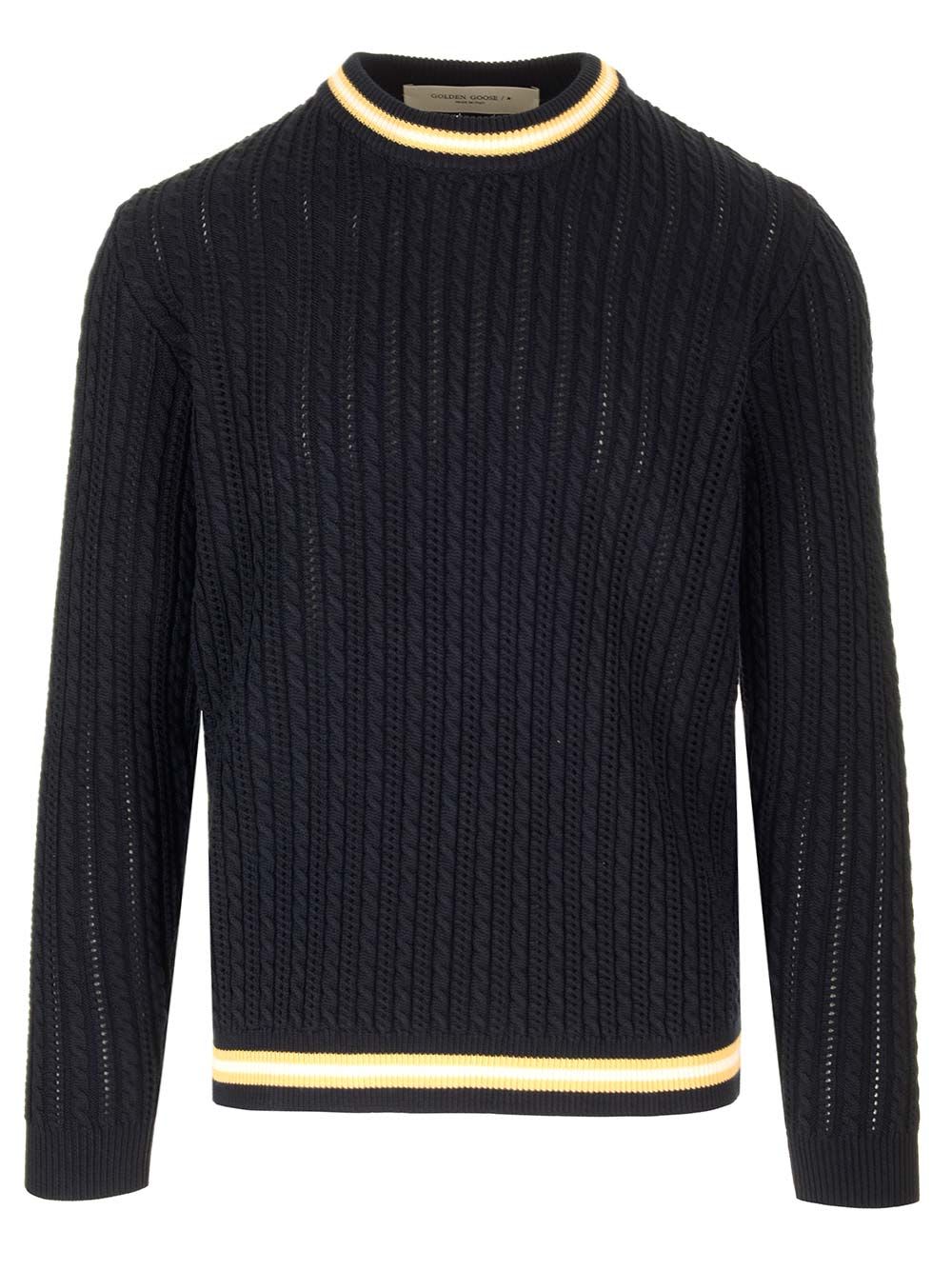 Shop Golden Goose Crewneck Sweater In Dark Blue/white/yellow