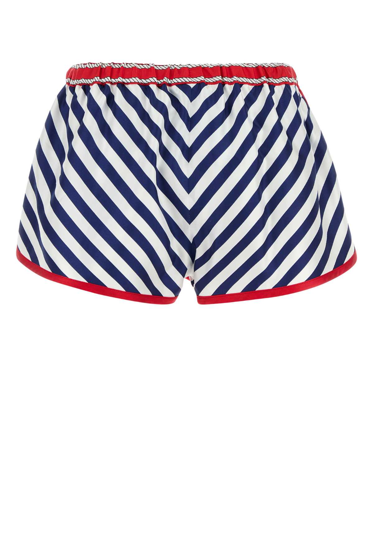 Gucci Silk Shorts With Striped Pattern And Trim In Blue