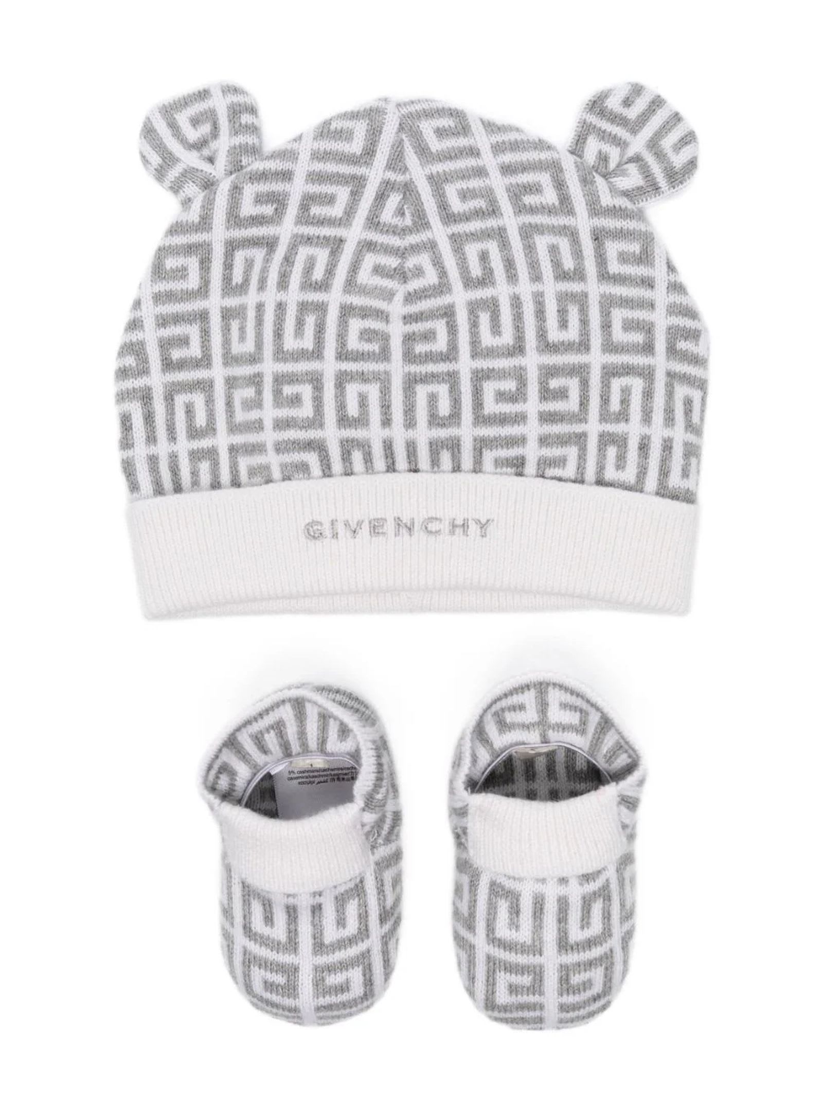 Givenchy Babies' White Cotton Hat Set In Multi