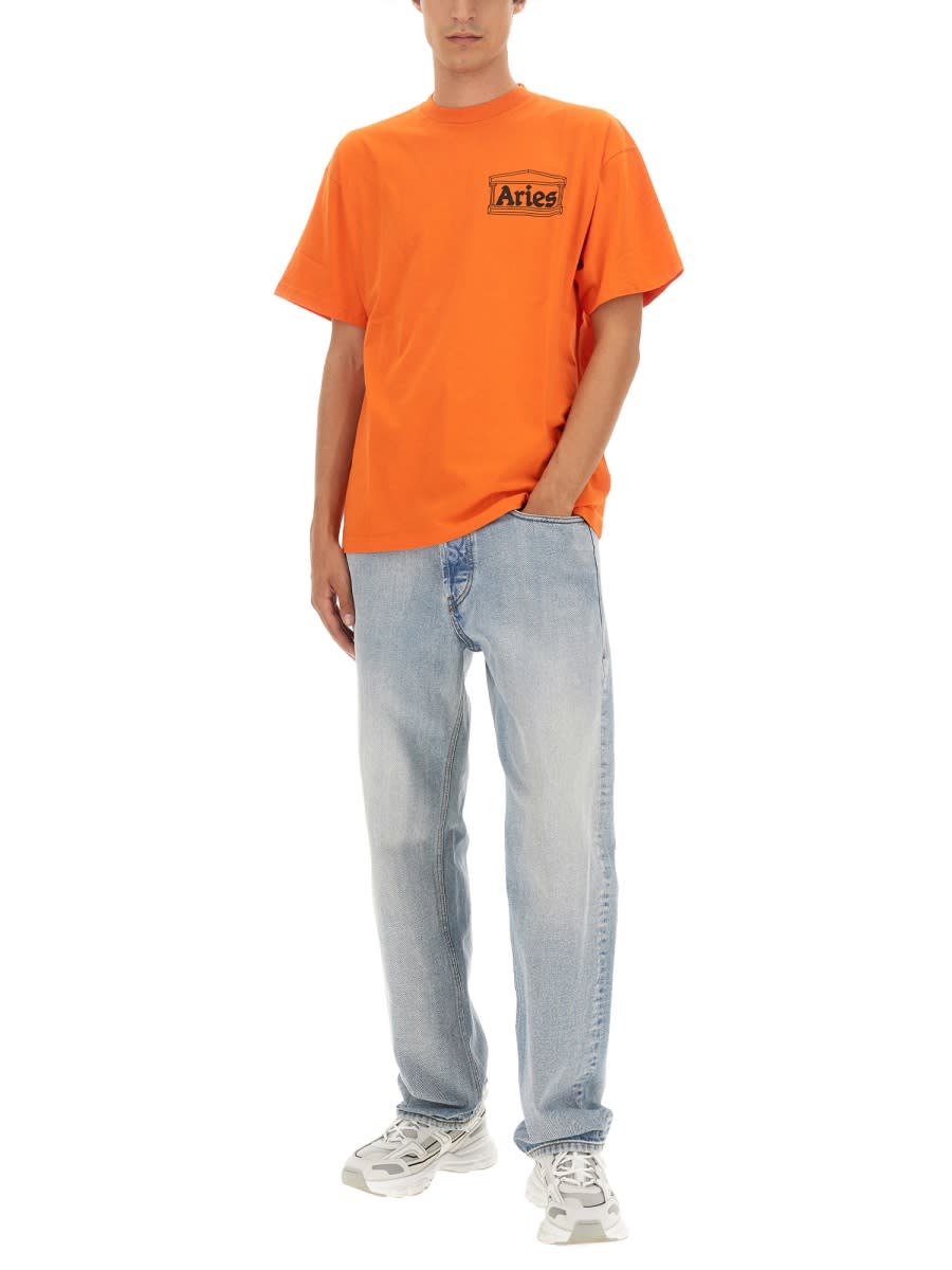 Shop Aries T-shirt With Logo In Orange