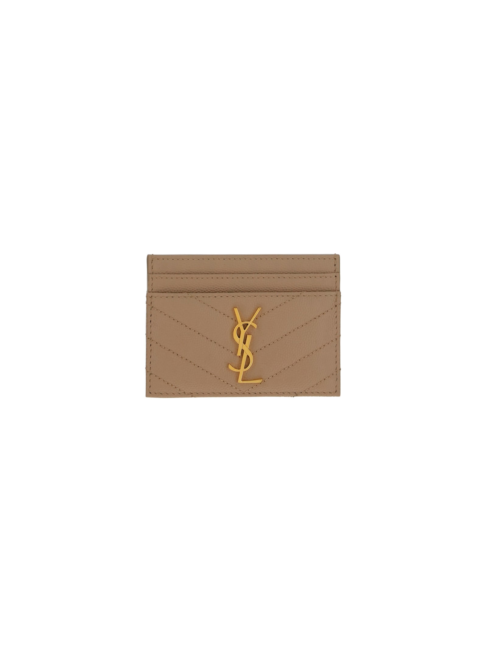 Saint Laurent Monogram Card Holder In Brown